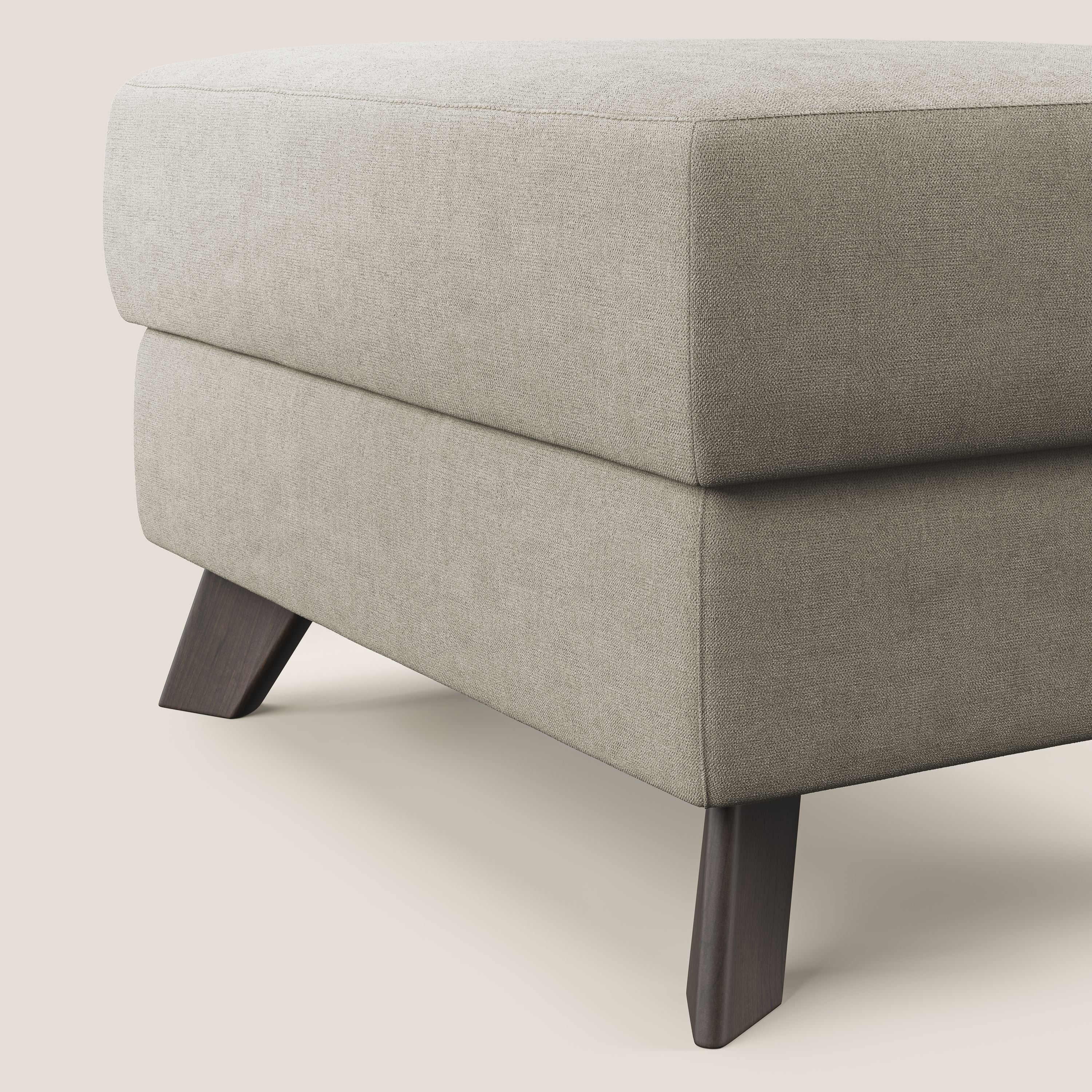 Moon Pouf contenitore e piedini alti in tessuto morbido impermeabile T02 panna - divani.store