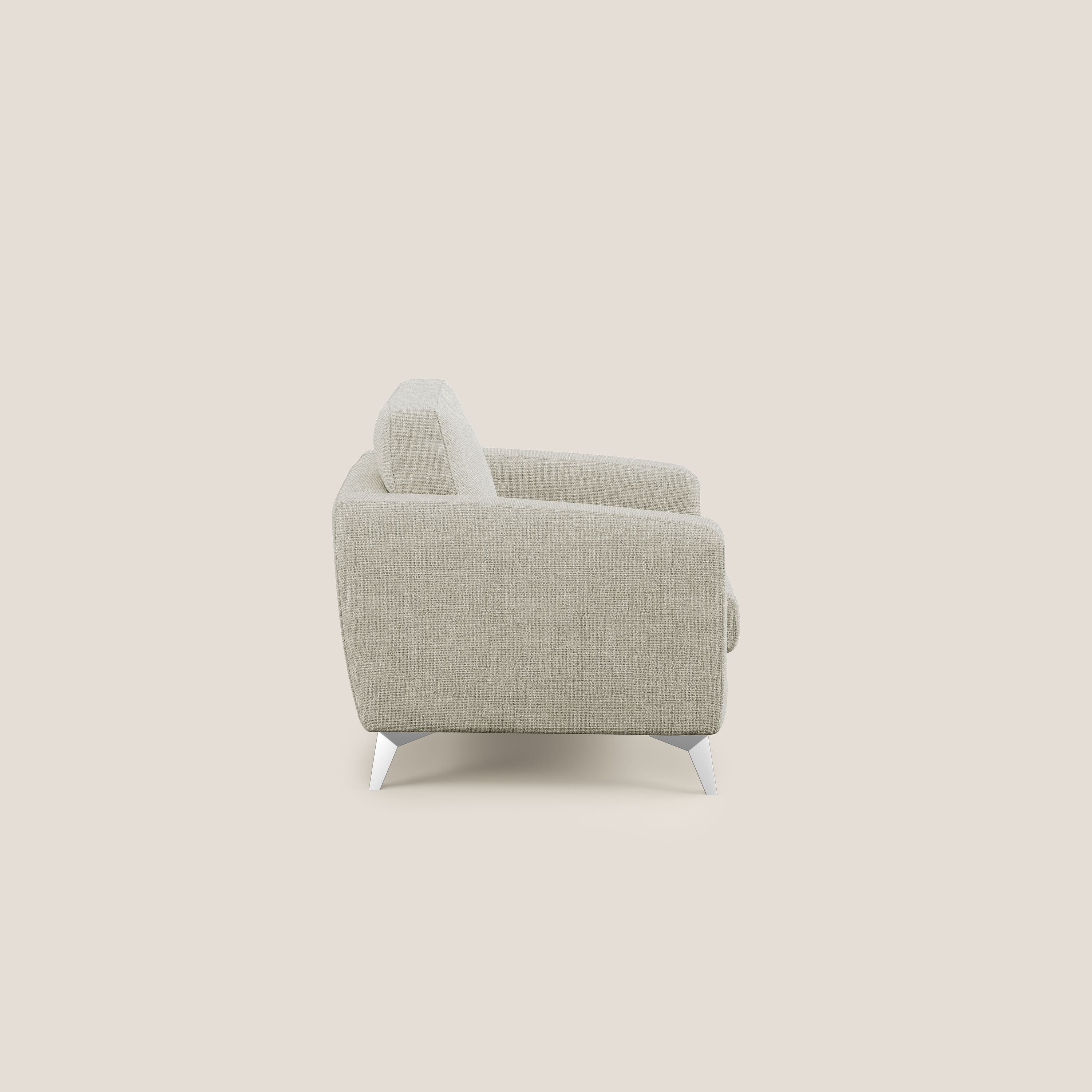 Orione Poltroncina in morbido tessuto impermeabile ad intreccio T06 panna - divani.store