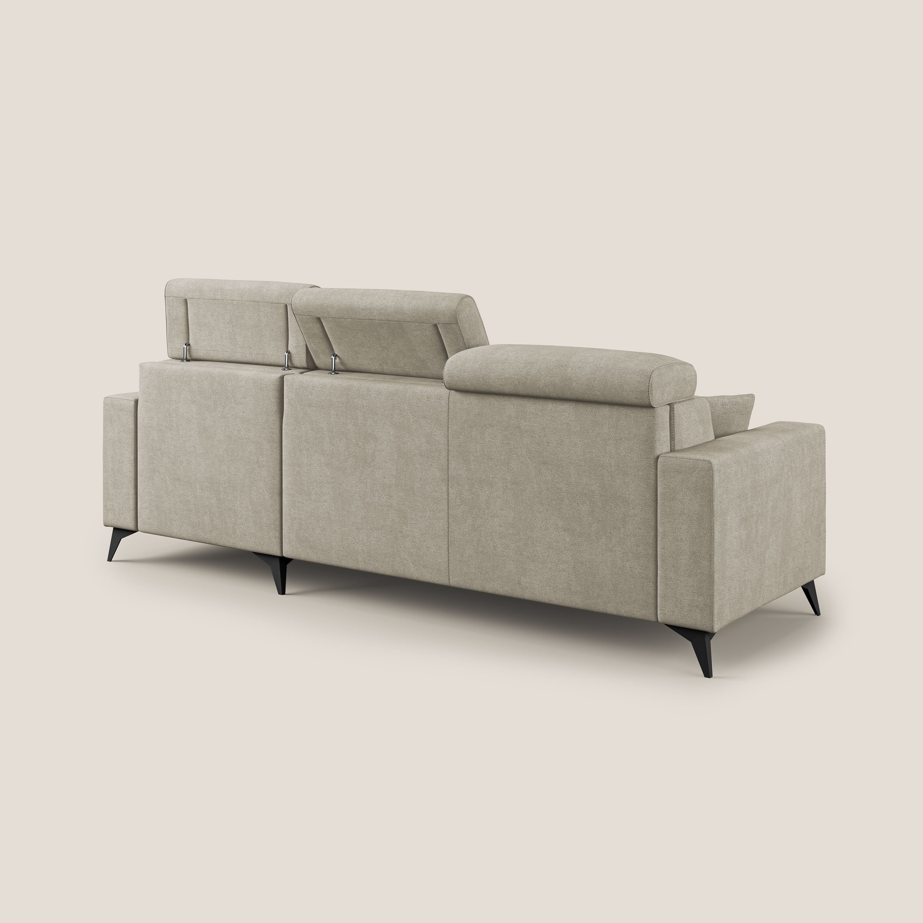 Pegaso divano letto angolare con poggiatesta reclinabili e rivestimento impermeabile T02 panna - divani.store