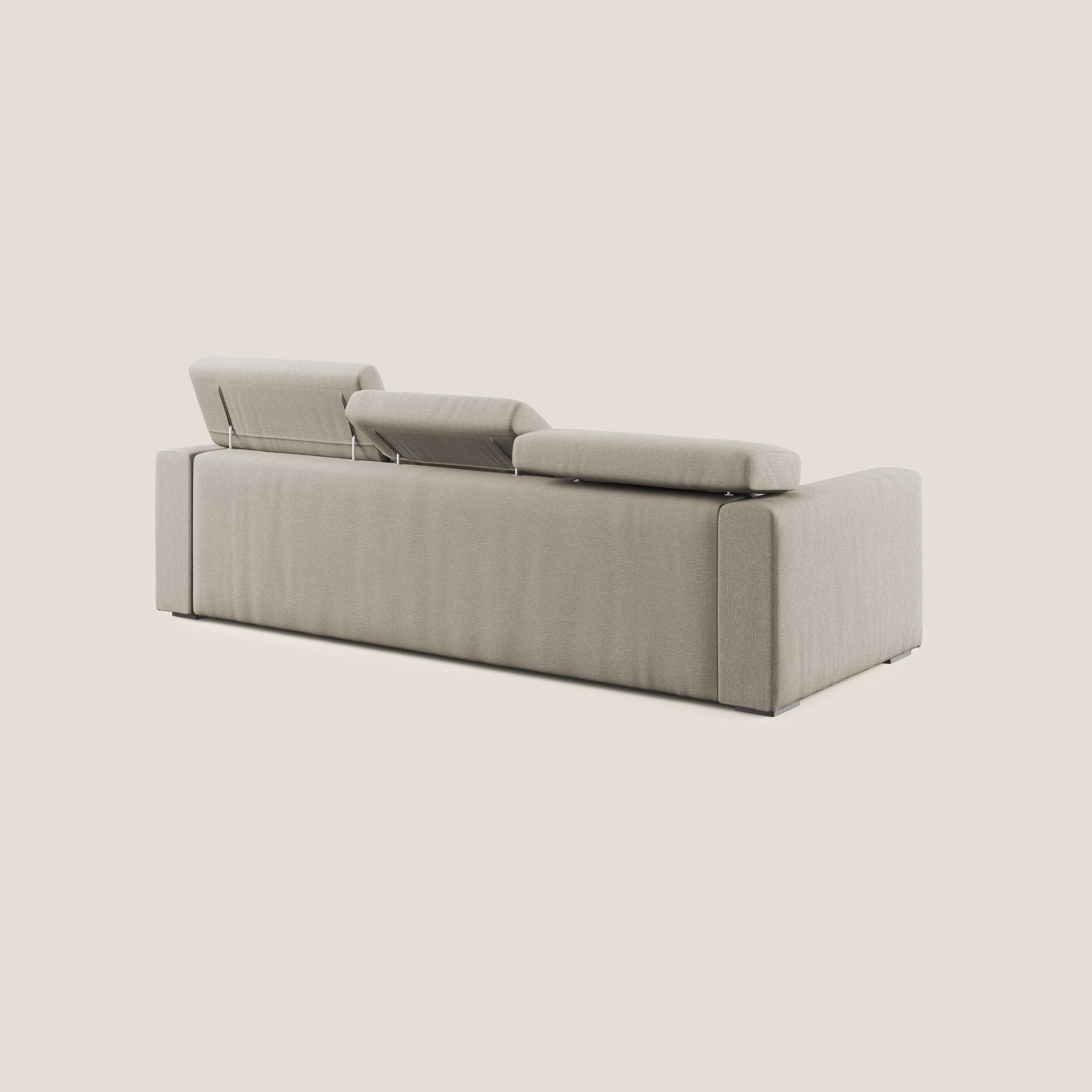 Dylan divano angolare con pouf estraibile poggiapiedi in tessuto simil cotone impermeabile T13 panna - divani.store