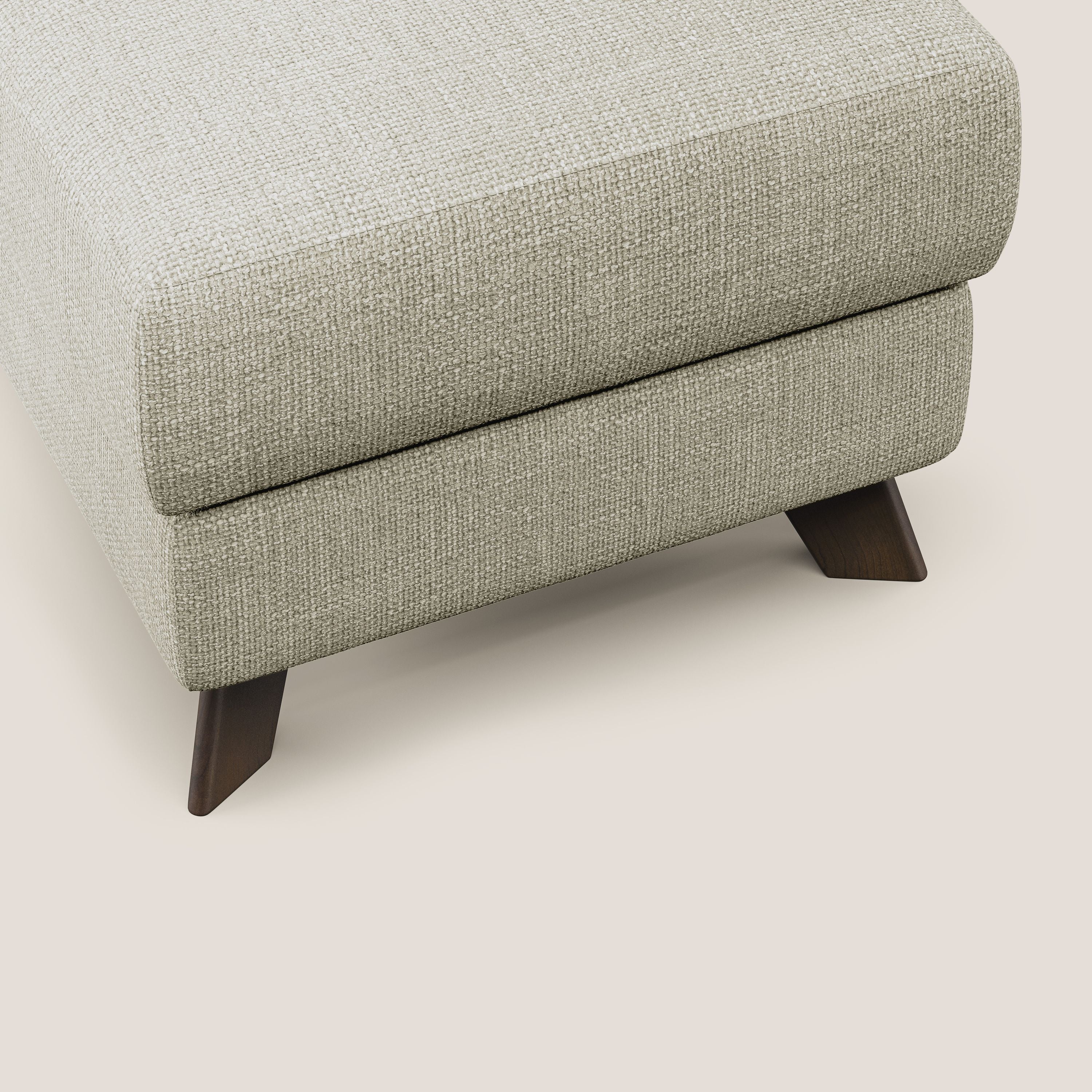 Moon Pouf contenitore e piedini alti in tessuto morbido ad intreccio soft-touch impermeabile T06 panna - divani.store