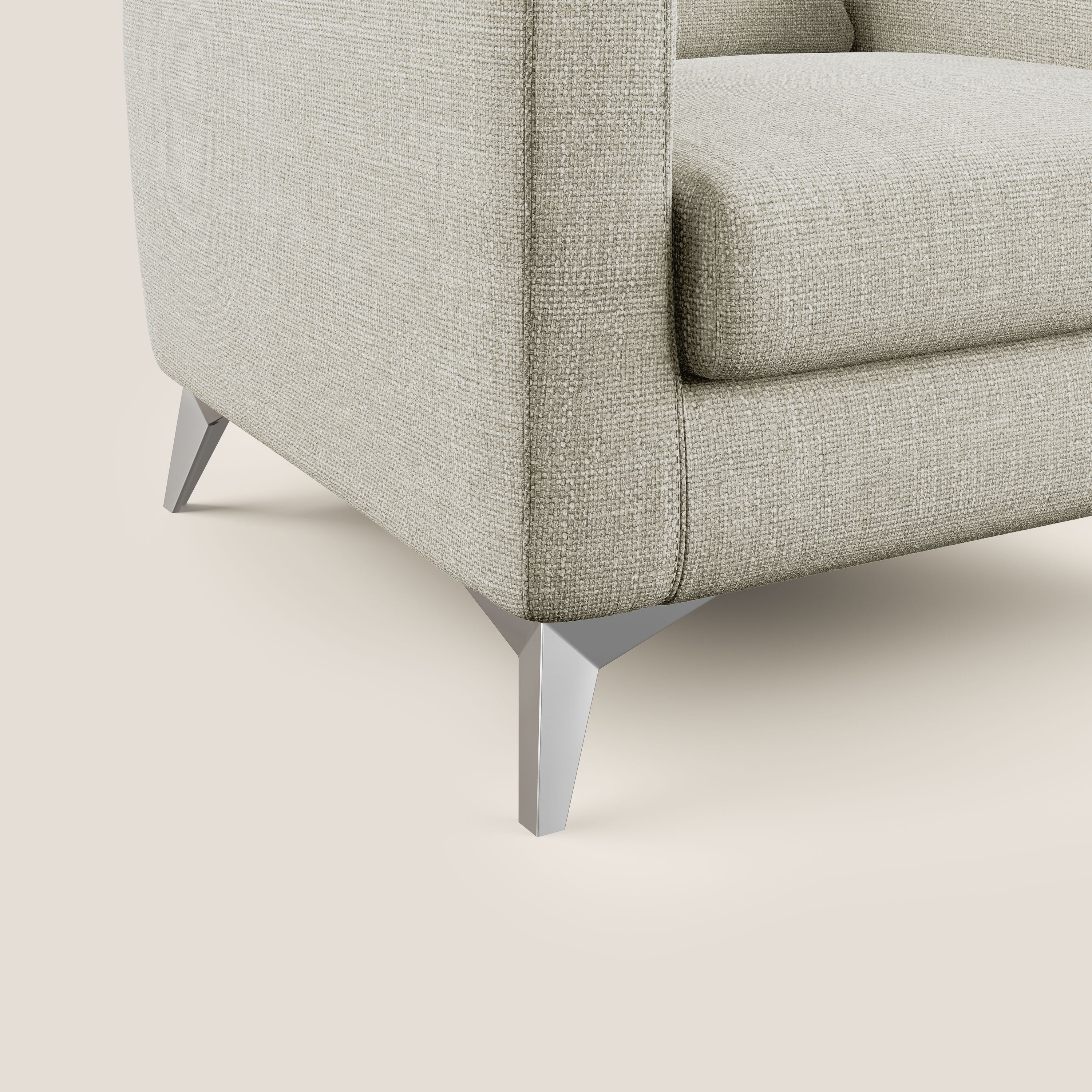 Orione Poltroncina in morbido tessuto impermeabile ad intreccio T06 panna - divani.store