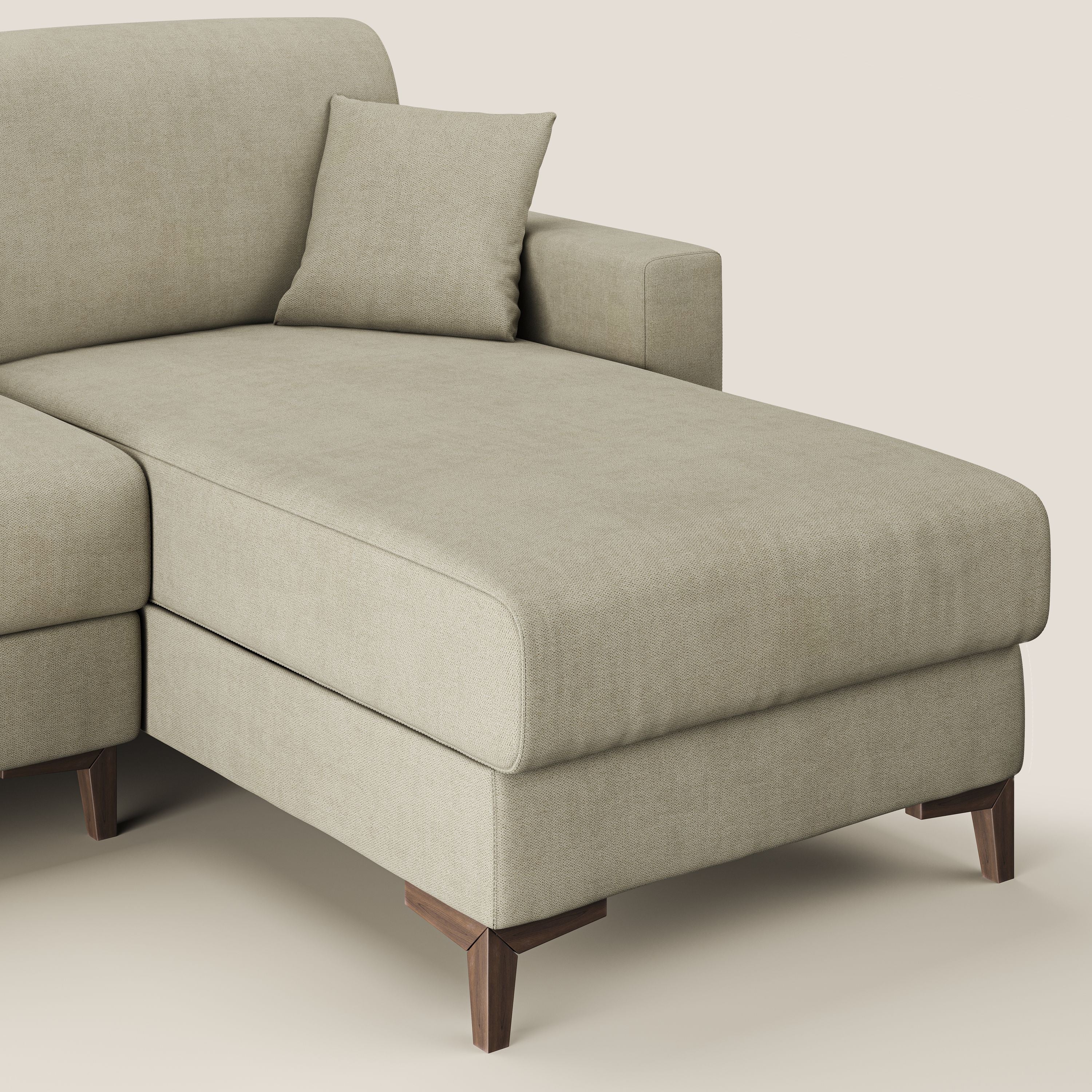 Kafka divano letto angolare in morbido tessuto impermeabile T02 panna - divani.store