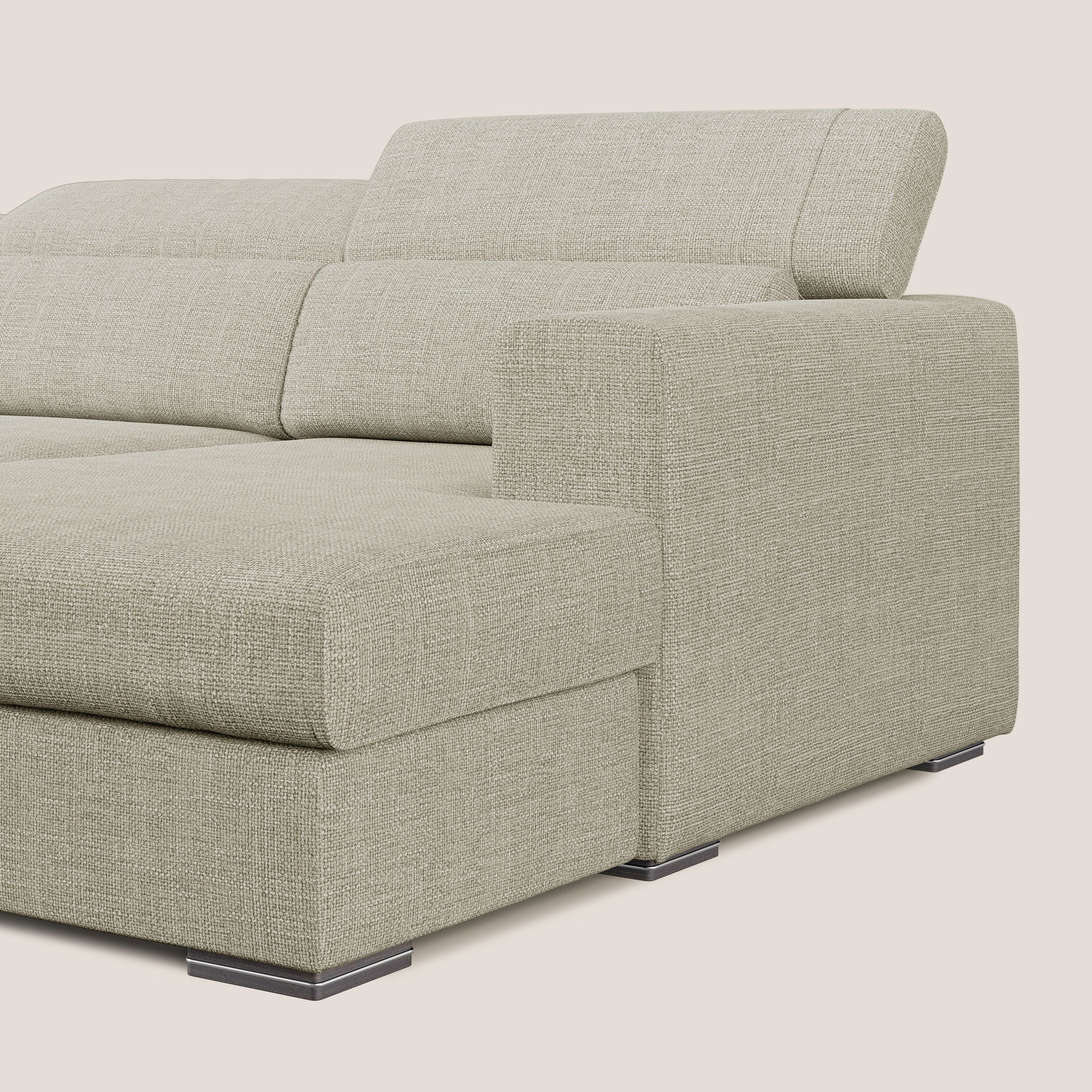 Vegas divano angolare con poggiatesta reclinabili in morbido tessuto impermeabile T06 panna - divani.store