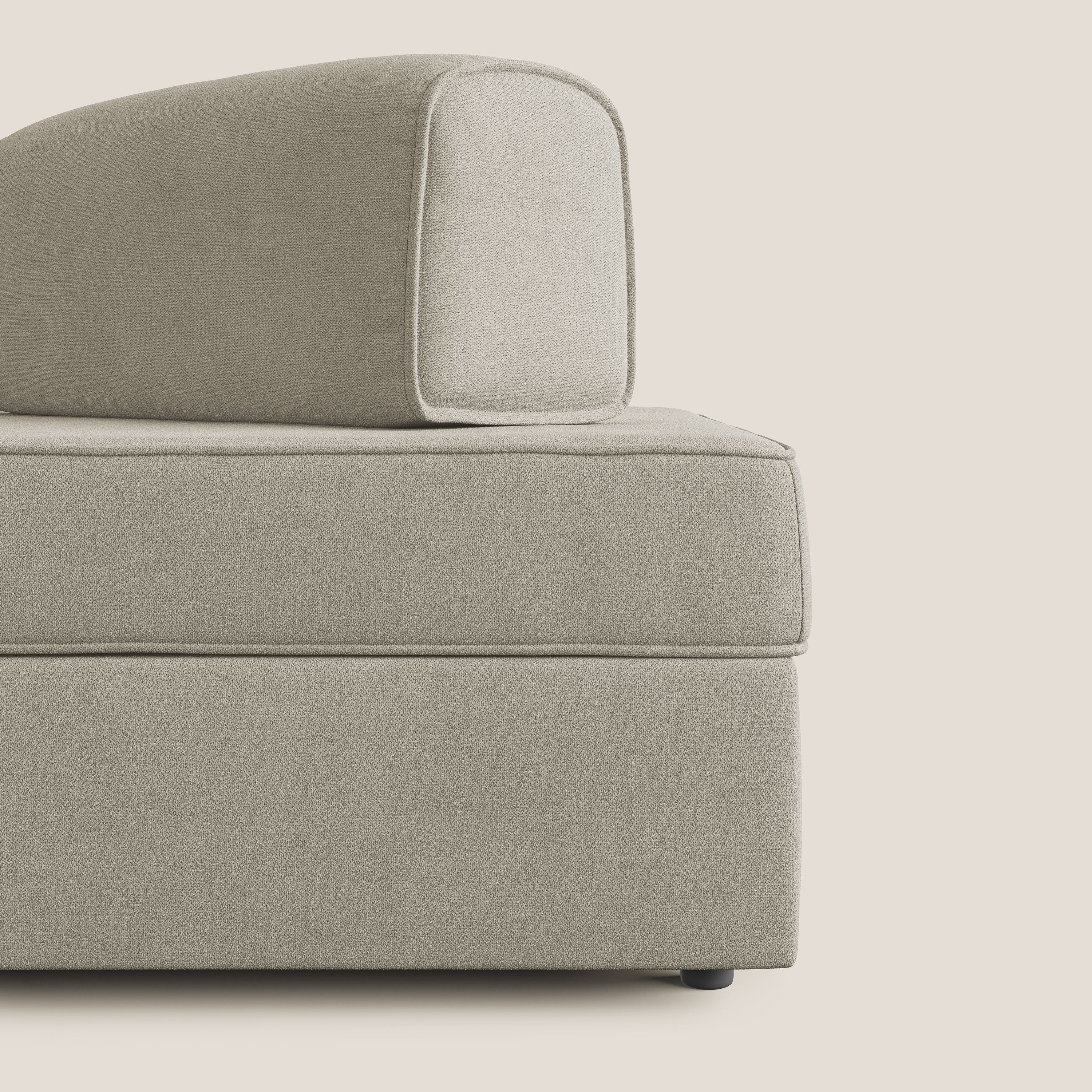 Liberty divano con pouf estraibile e schienali movibili in tessuto morbido impermeabile T02 panna - divani.store