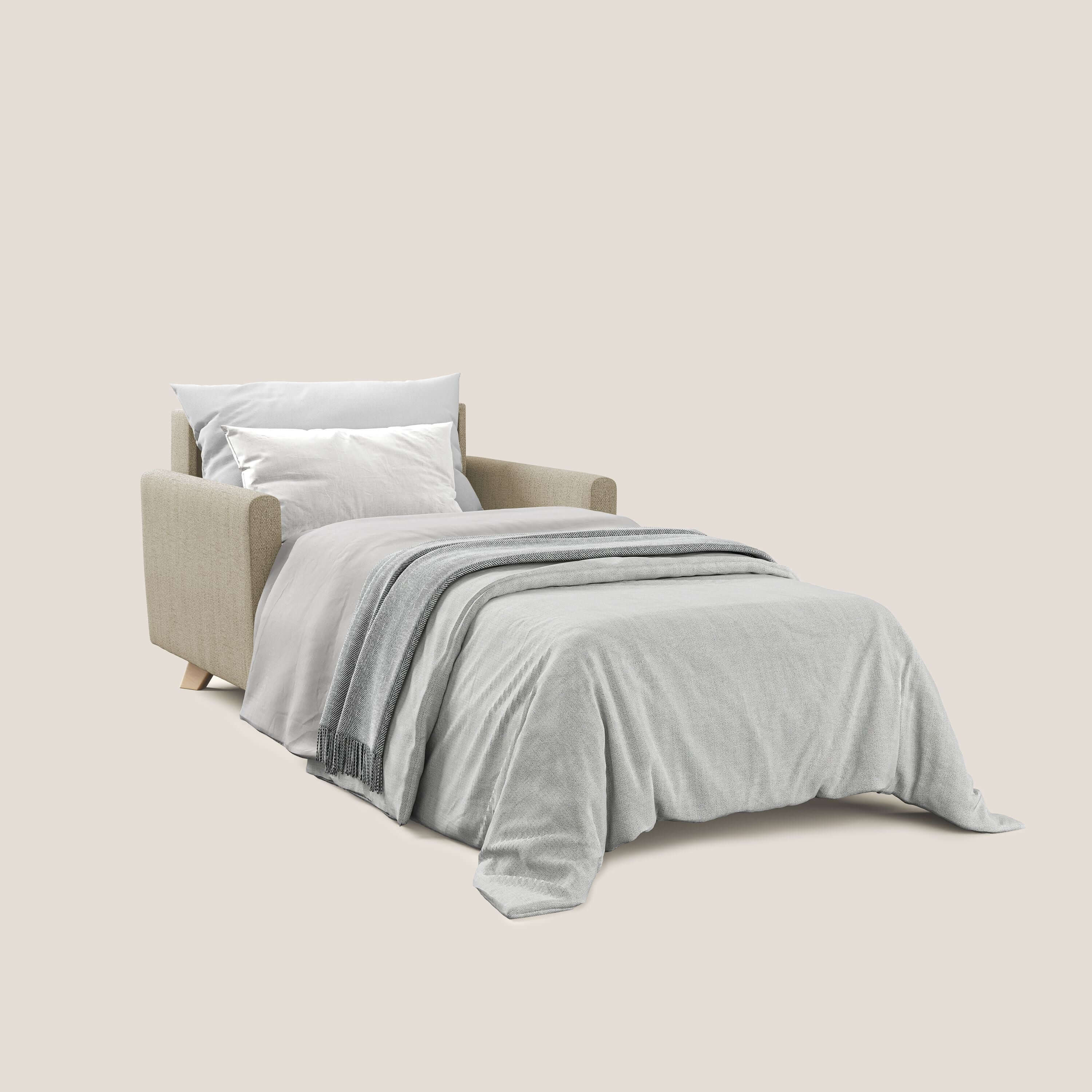Edgar poltrona letto in tessuto felis impermeabile T03 beige - divani.store