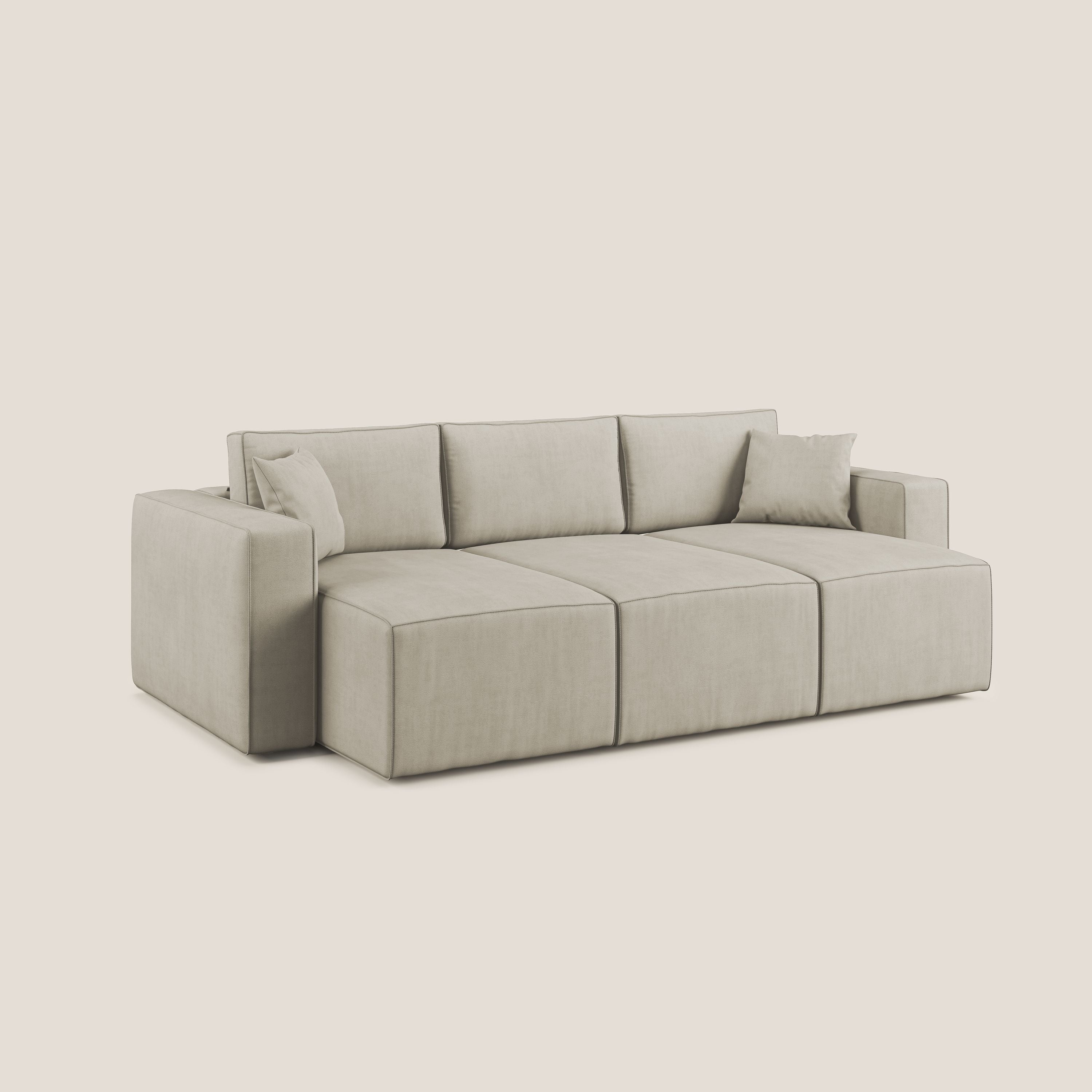 Morfeo divano con 3 sedute estraibili in morbido tessuto impermeabile T02 panna - divani.store