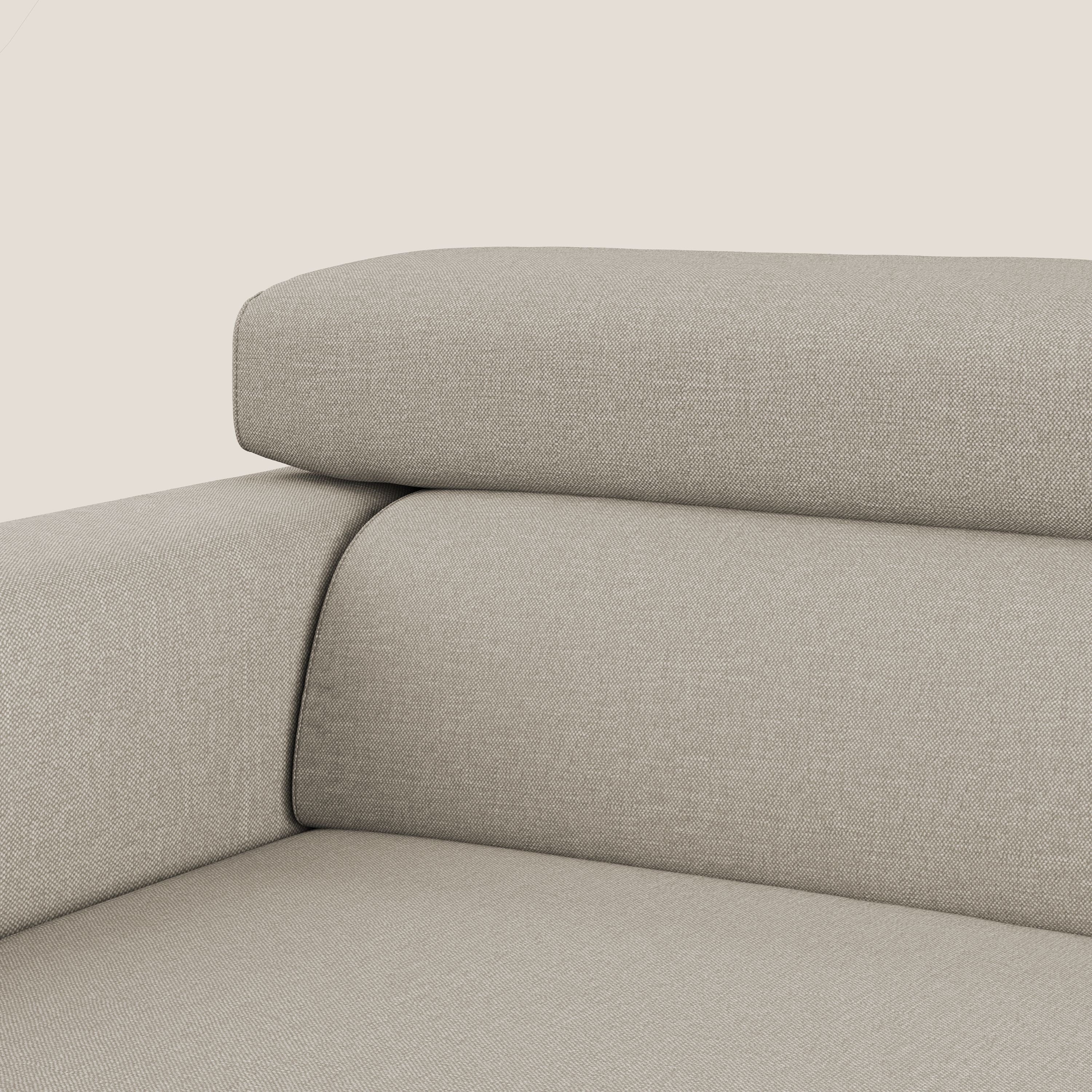 Dylan divano a 3 sedute con pouf estraibile poggiapiedi in tessuto simil cotone impermeabile T13 panna - divani.store