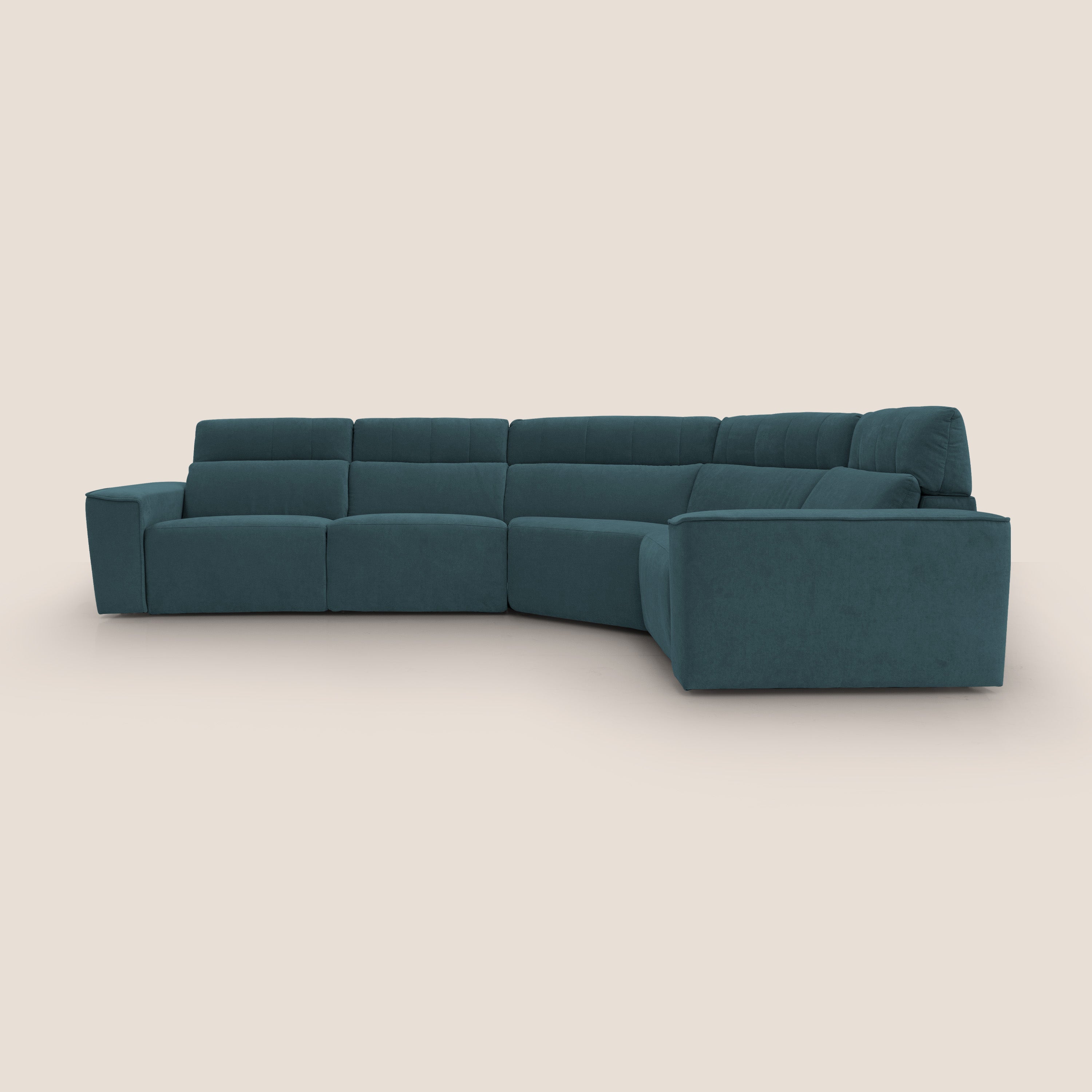 Clark Divano modulare angolare REVERSIBILE con opzione relax elettrico in tessuto smacchiabile impermeabile T17 petrolio - divani.store