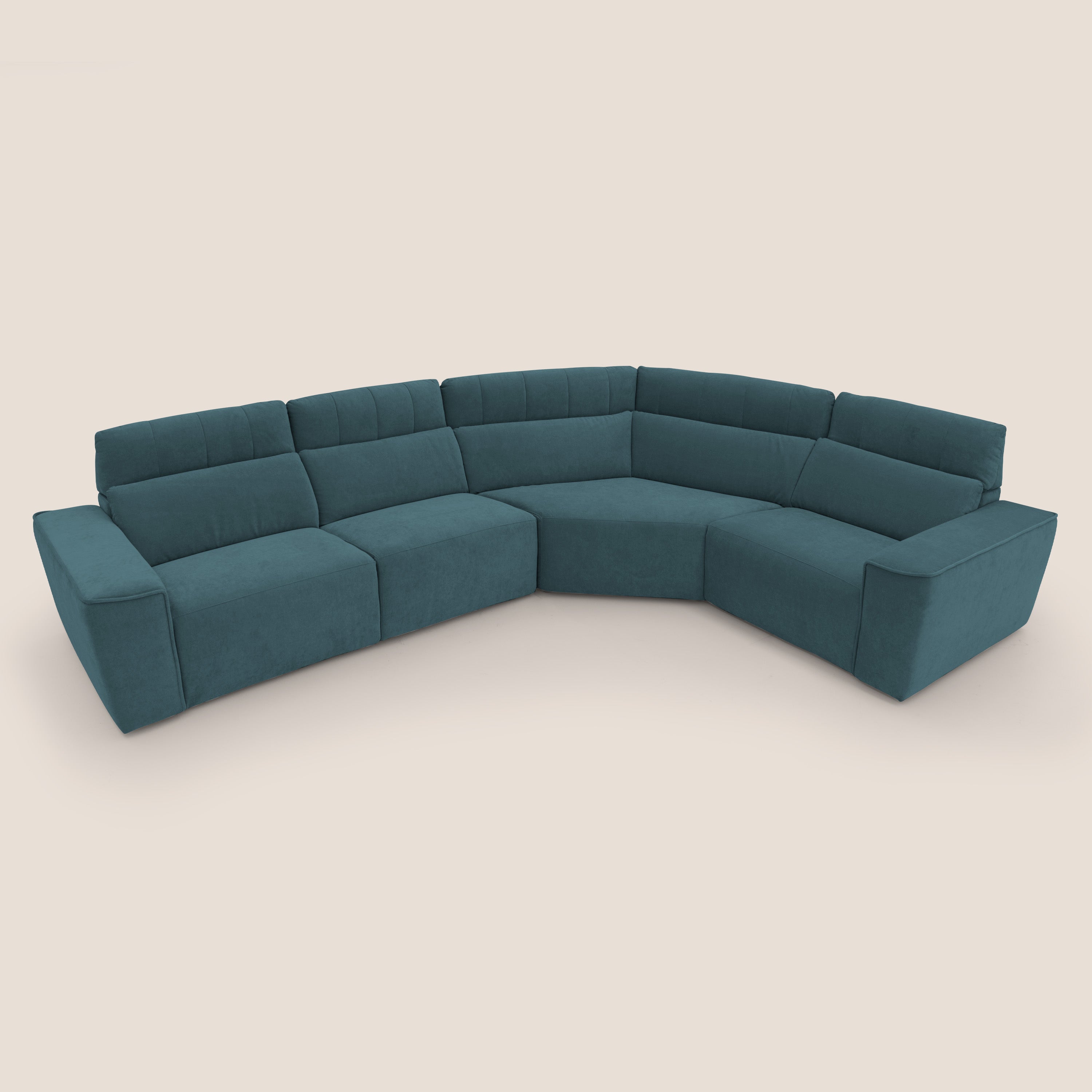 Clark Divano modulare angolare REVERSIBILE con opzione relax elettrico in tessuto smacchiabile impermeabile T17 petrolio - divani.store