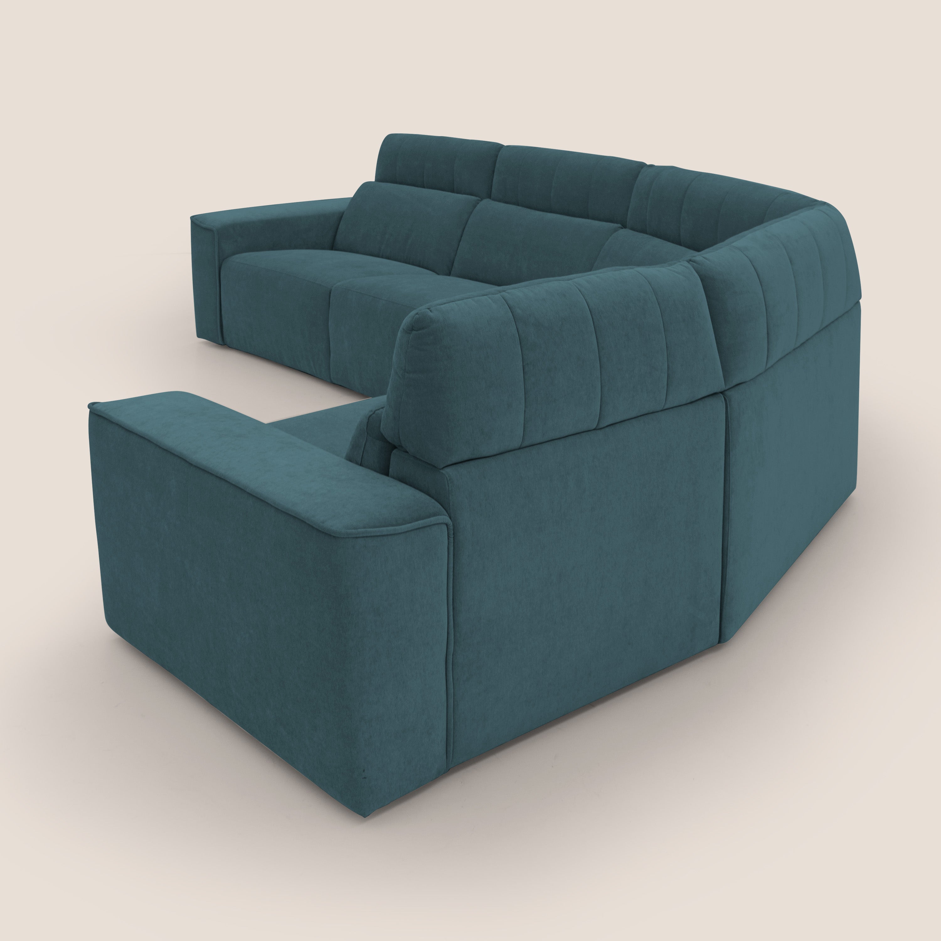 Clark Divano modulare angolare REVERSIBILE con opzione relax elettrico in tessuto smacchiabile impermeabile T17 petrolio - divani.store