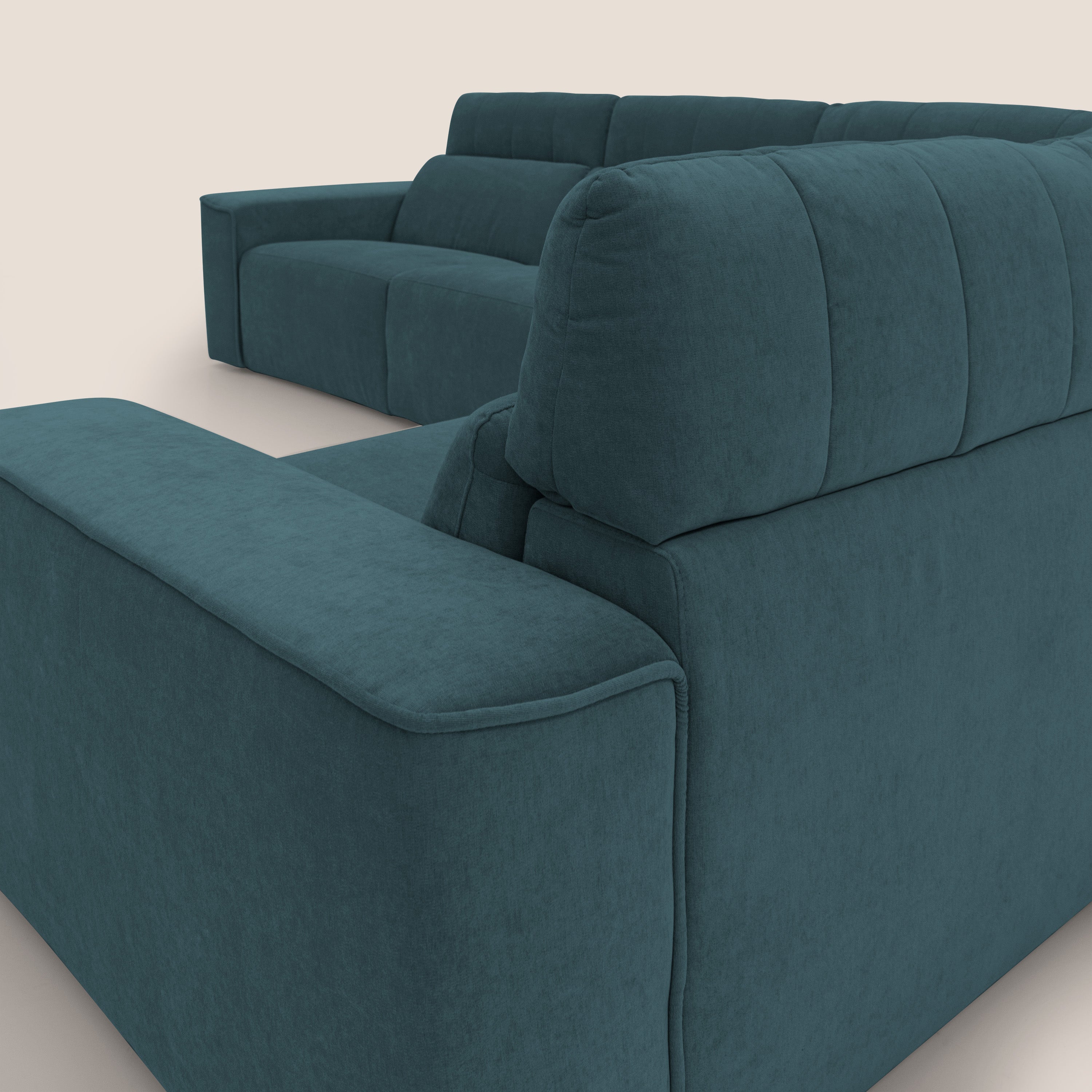 Clark Divano modulare angolare REVERSIBILE con opzione relax elettrico in tessuto smacchiabile impermeabile T17 petrolio - divani.store