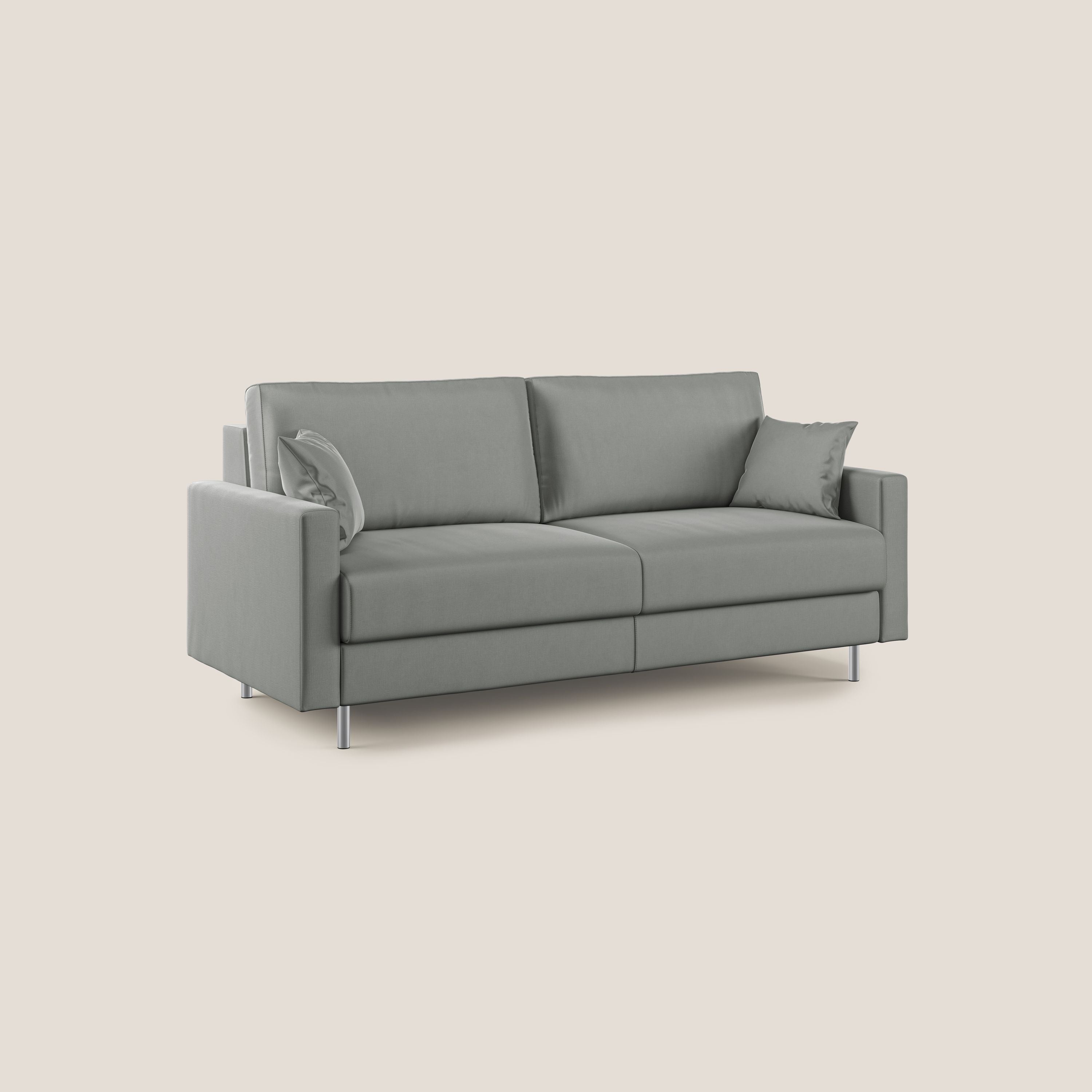 Andromeda divano letto matrimoniale in velluto morbido impermeabile T01 grigio chiaro - divani.store
