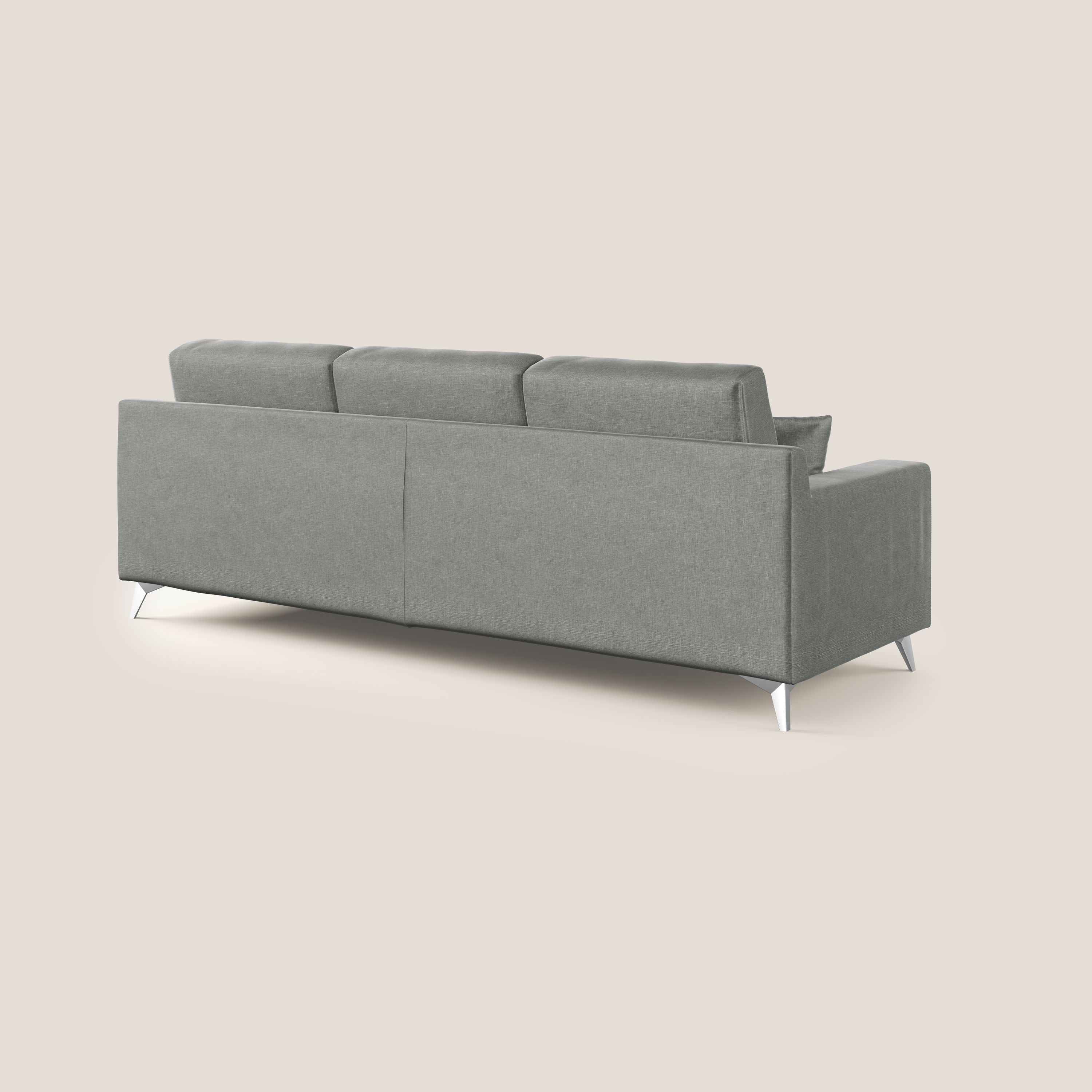 Michael divano moderno angolare con penisola in morbido velluto impermeabile T01 grigio chiaro - divani.store