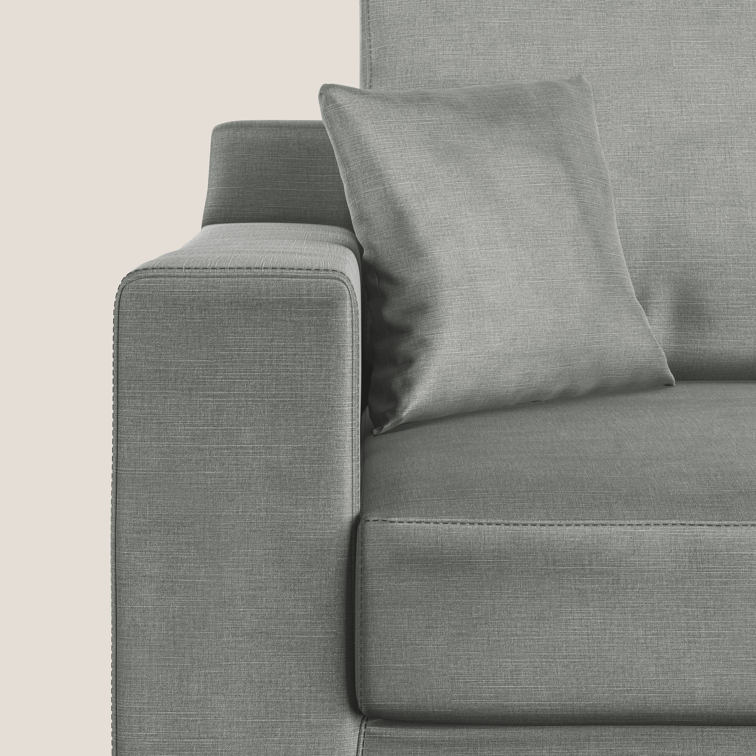 Michael divano moderno angolare con penisola in morbido velluto impermeabile T01 grigio chiaro - divani.store