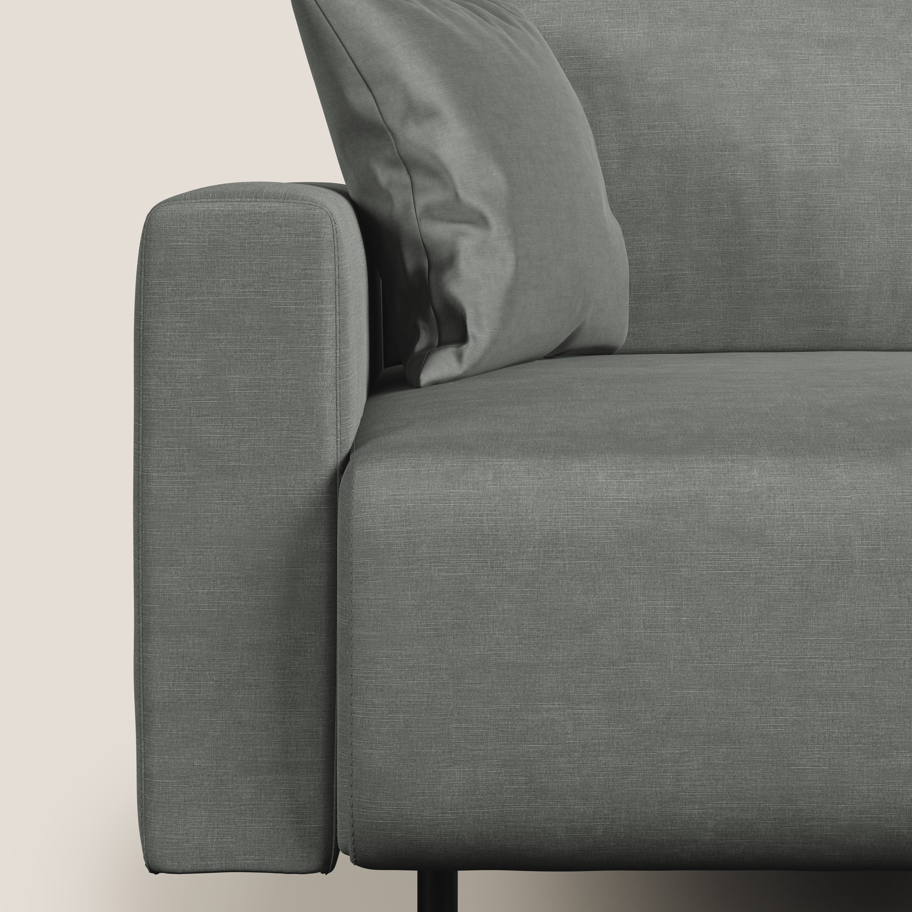 Arthur divano moderno angolare in velluto morbido impermeabile T01 grigio chiaro - divani.store