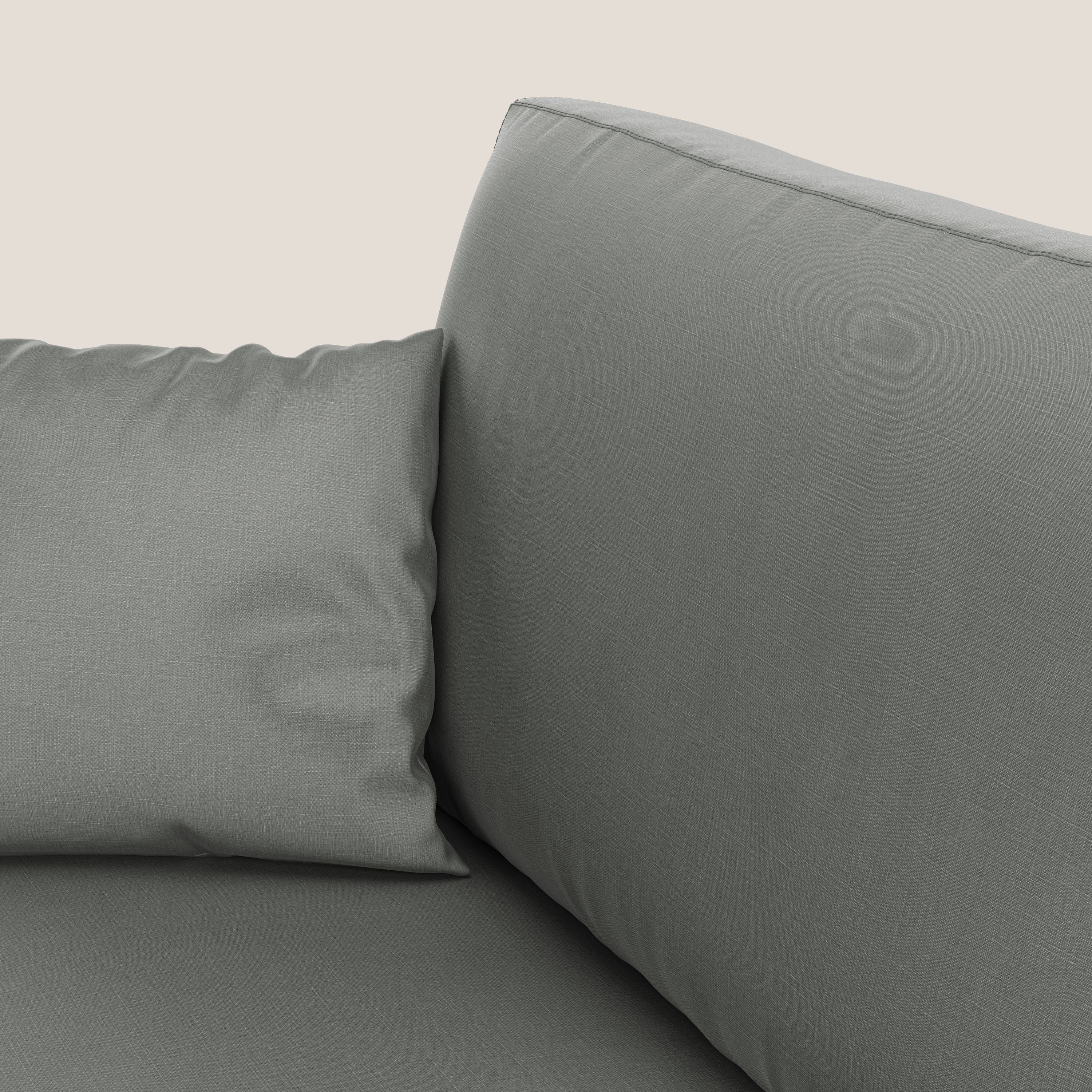 Andromeda Ecksofa mit Schlaffunktion aus wasserfestem weichem Samt T01 hellgrau