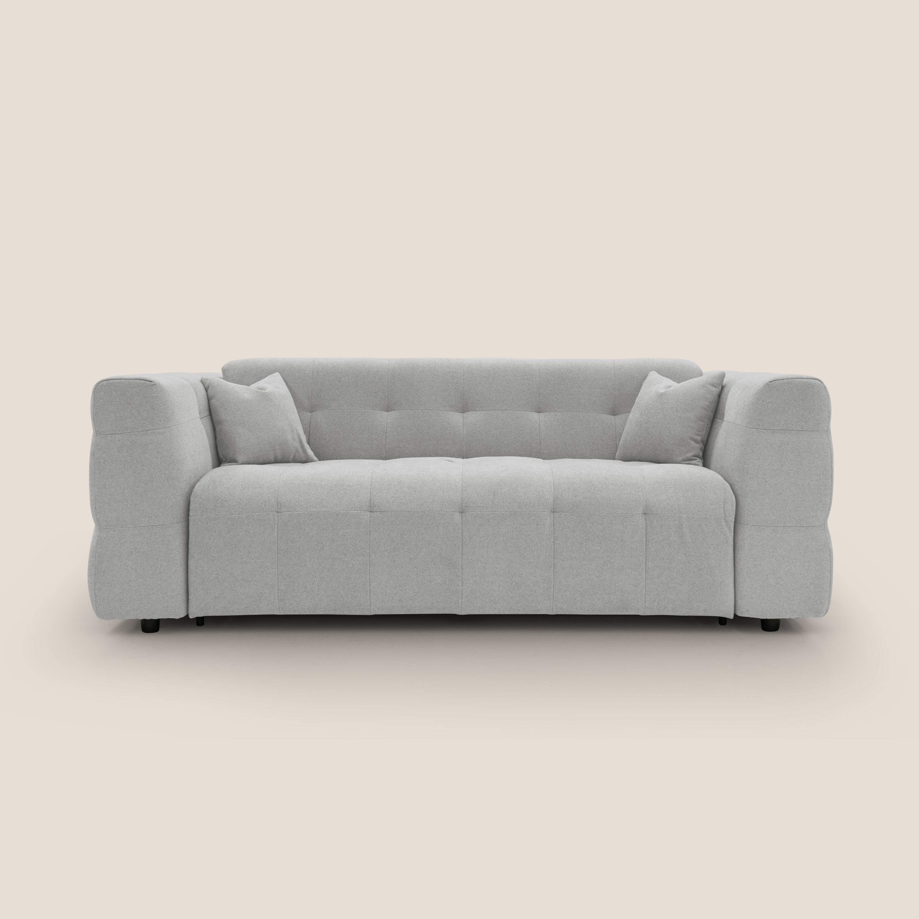 Tender Divano letto matrimoniale dal design innovativo in tessuto bouclet impermeabile T07 grigio - divani.store