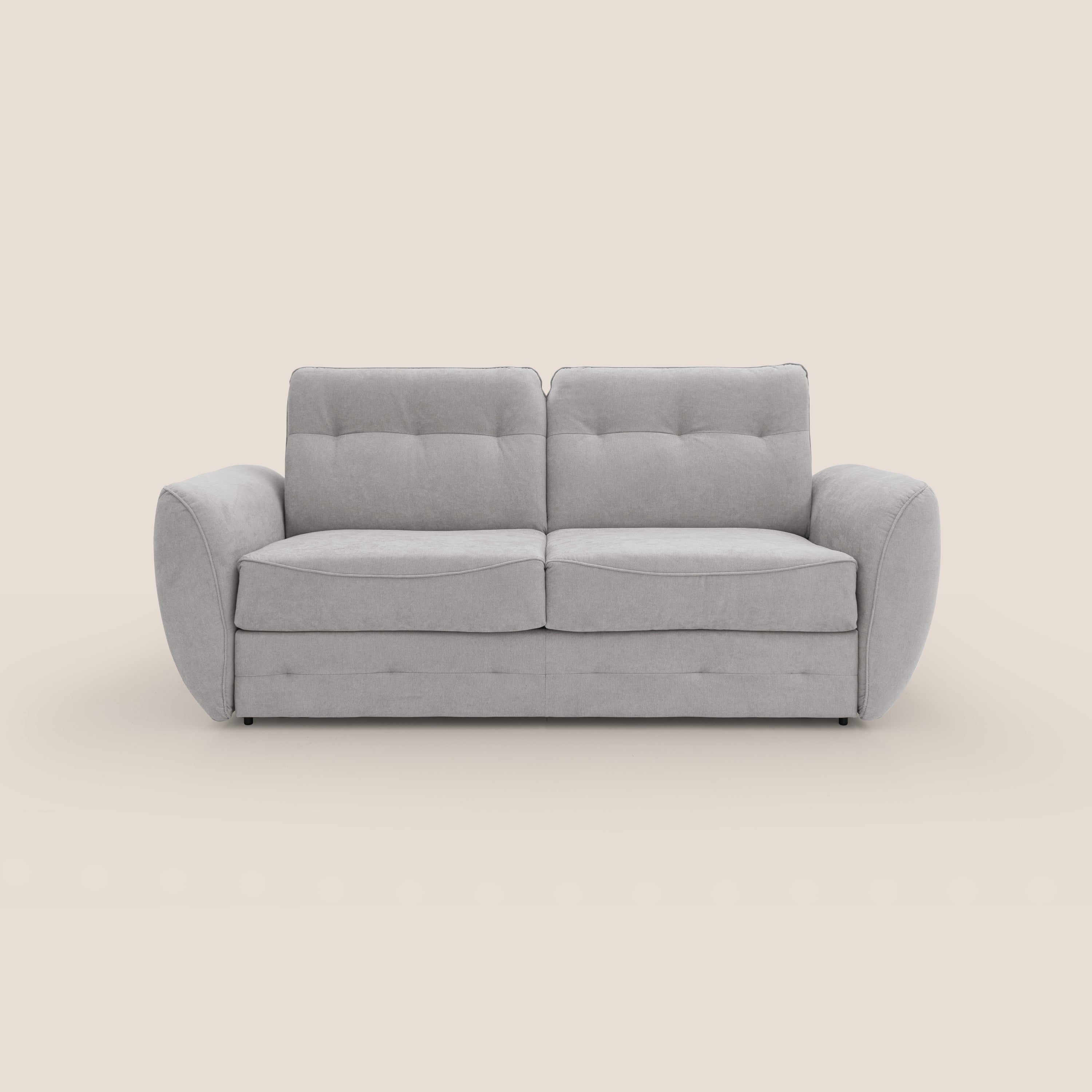 Zeus Divano letto scandinavo con schienale alto in tessuto impermeabile T02 grigio chiaro - divani.store