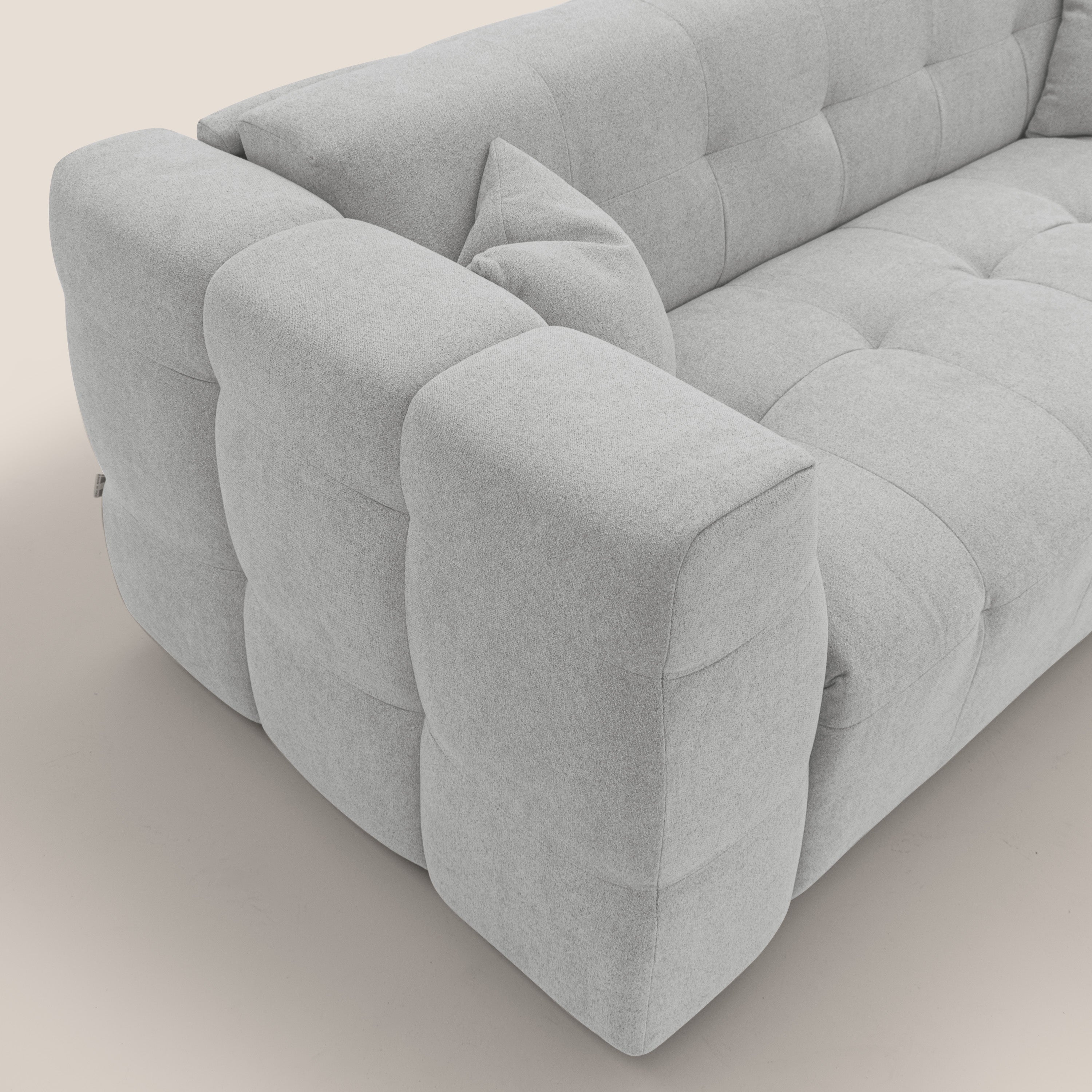 Tender Divano letto matrimoniale dal design innovativo in tessuto bouclet impermeabile T07 grigio - divani.store