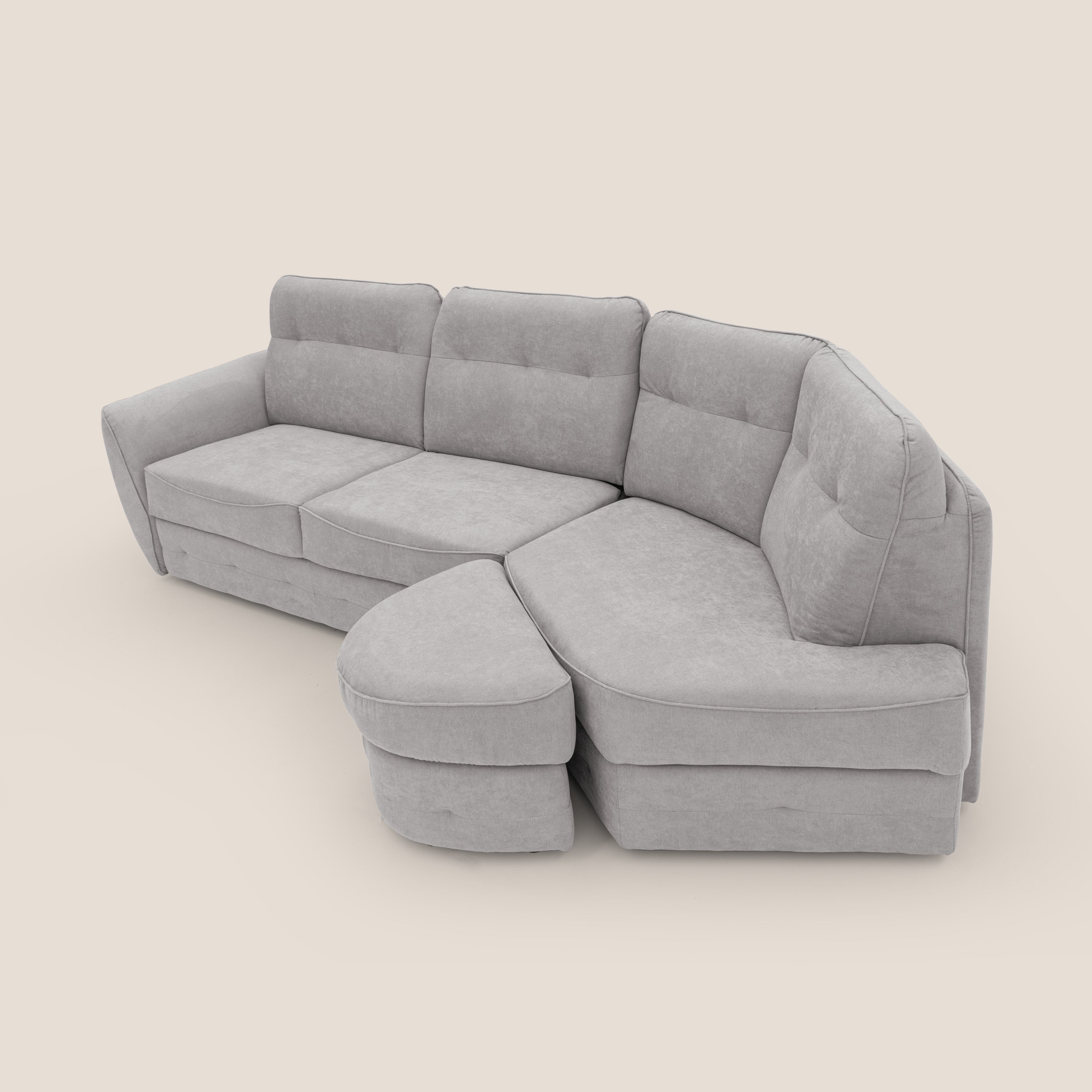 Zeus divano letto angolare con materasso H18 cm pouf mobile in tessuto impermeabile T02 - divani.store