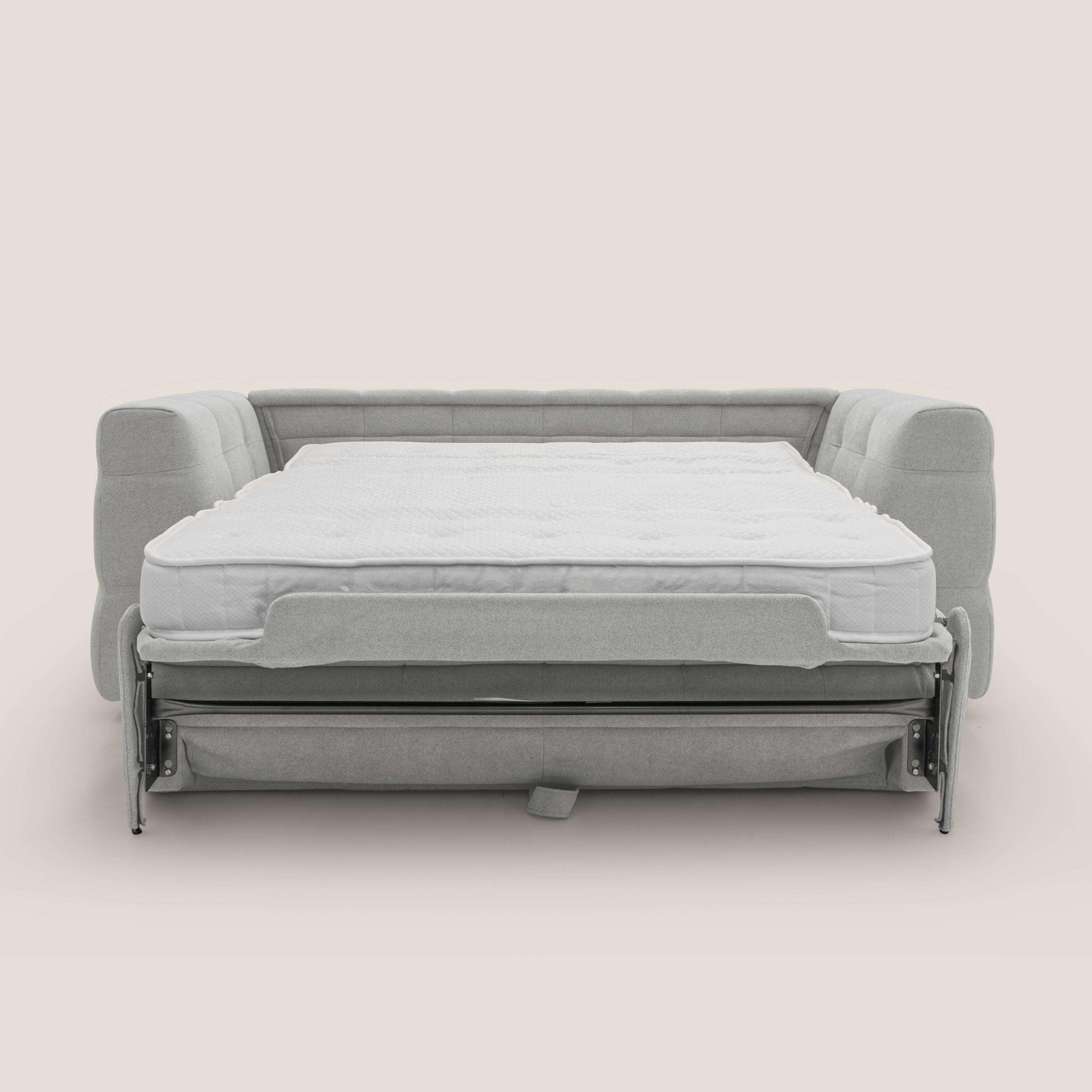 Tender Divano letto matrimoniale dal design innovativo in tessuto bouclet impermeabile T07 grigio - divani.store