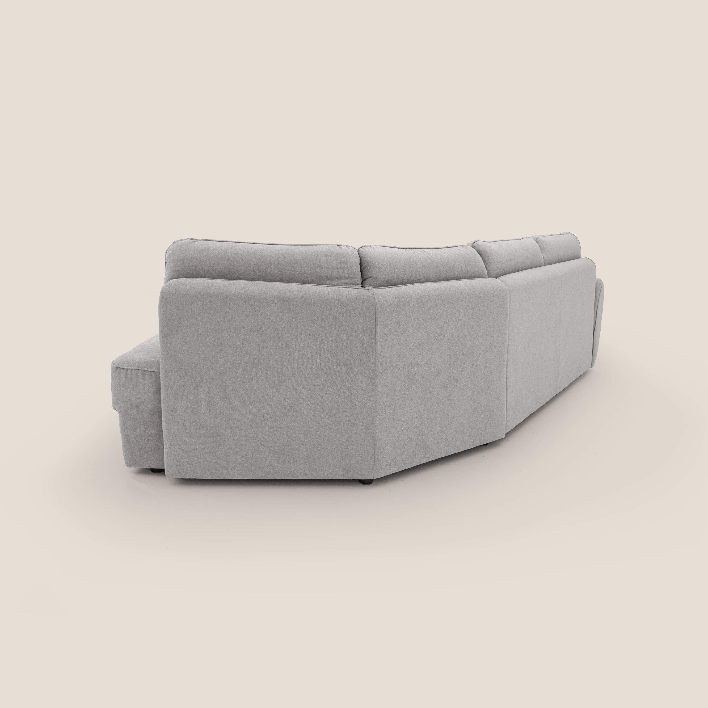 Zeus divano letto angolare con materasso H18 cm pouf mobile in tessuto impermeabile T02 - divani.store