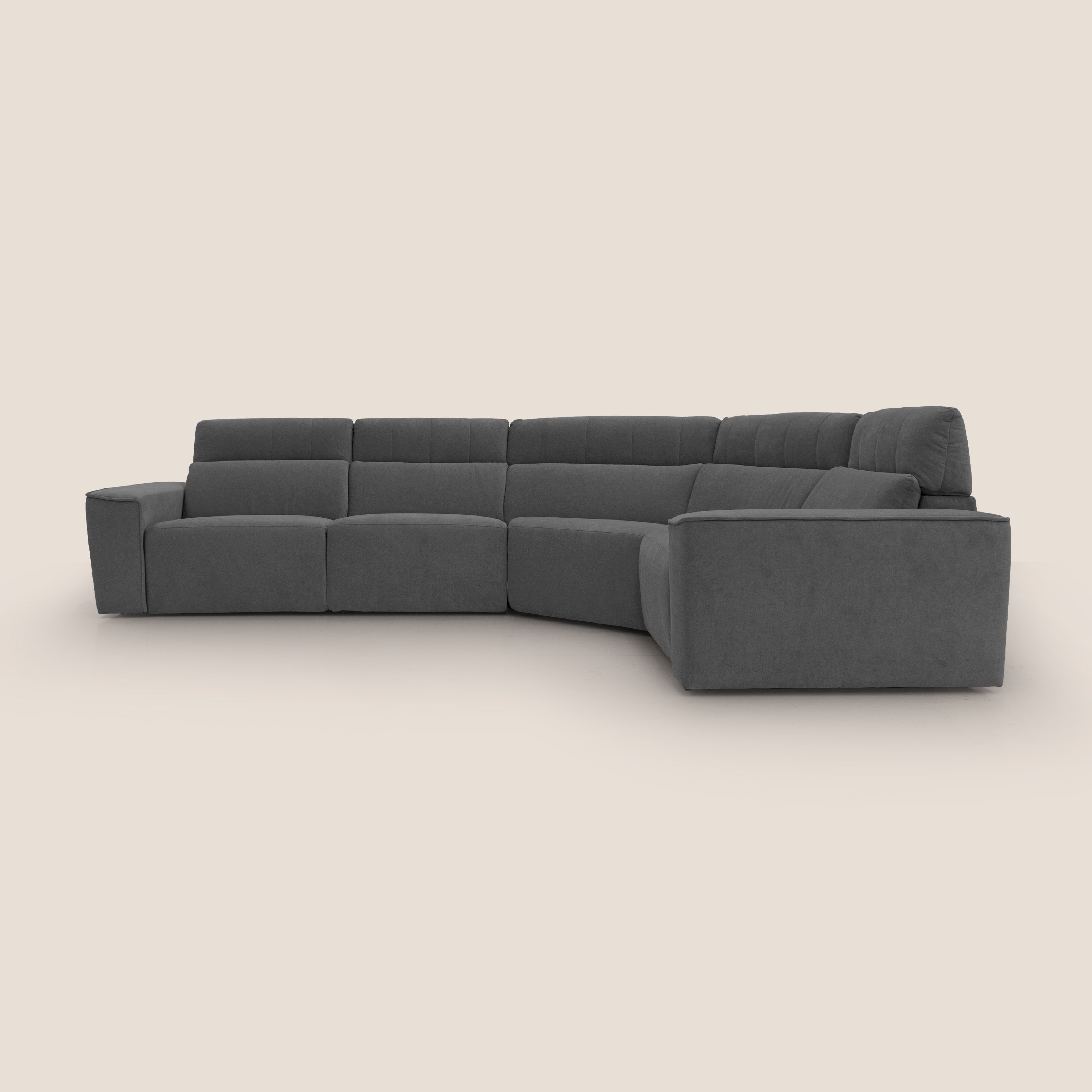 Clark Divano modulare angolare REVERSIBILE con opzione relax elettrico in tessuto smacchiabile impermeabile T17 antracite - divani.store