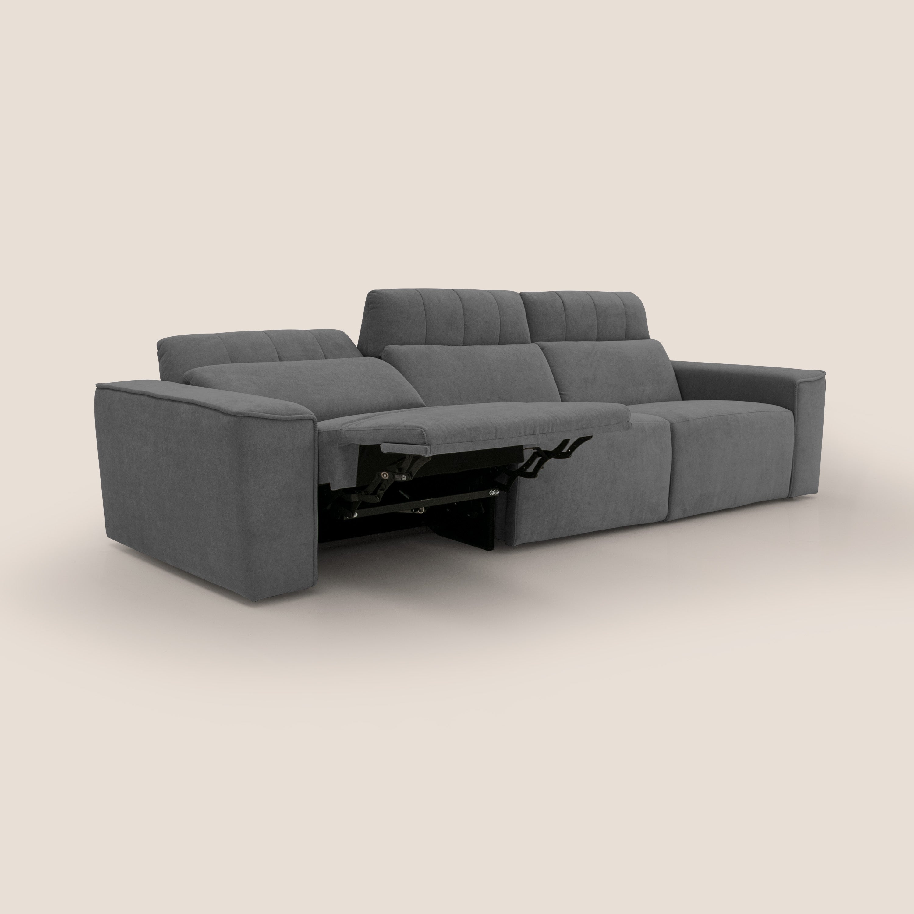 Clark Divano modulare 3 sedute con opzione relax elettrico in tessuto smacchiabile impermeabile T17 antracite - divani.store