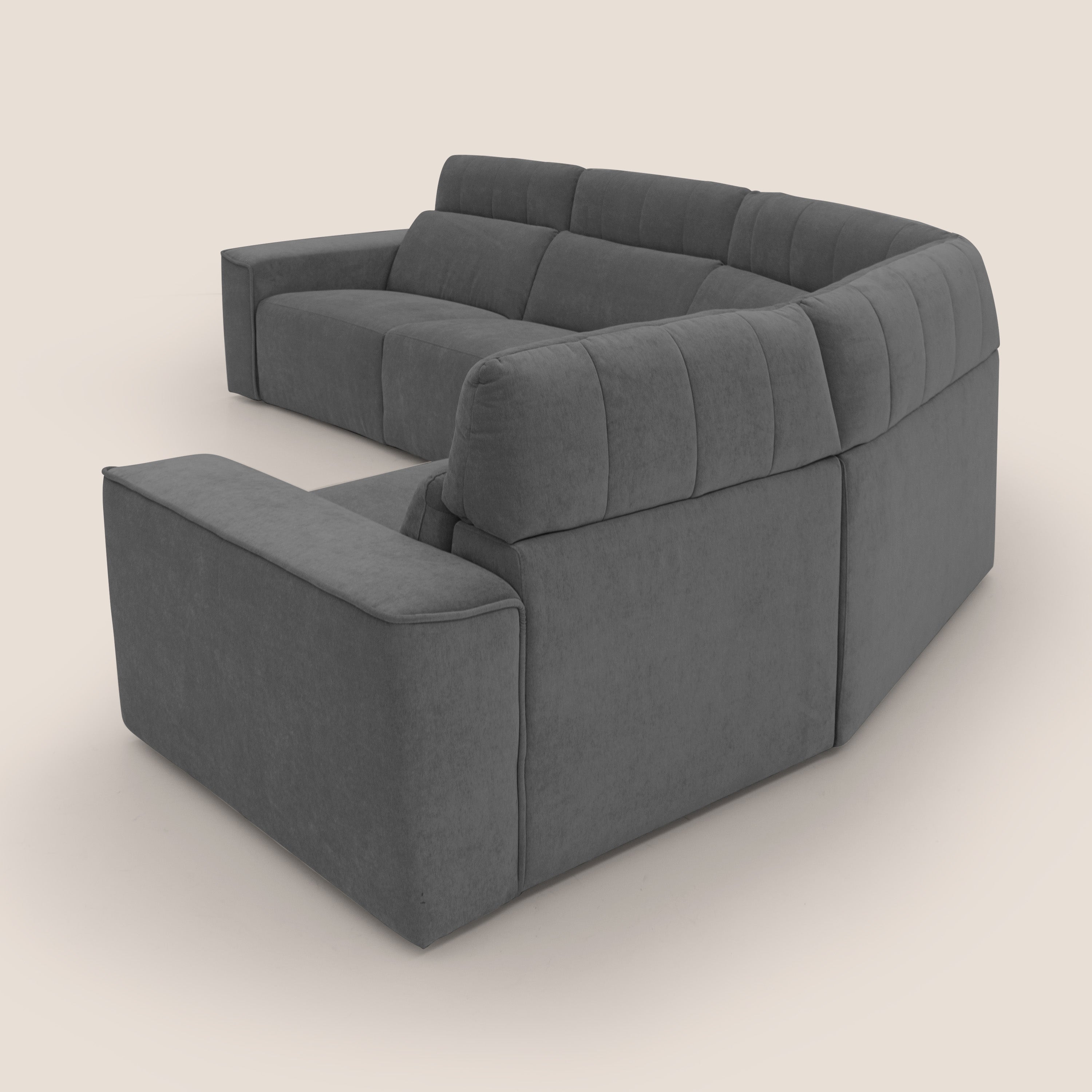 Clark Divano modulare angolare REVERSIBILE con opzione relax elettrico in tessuto smacchiabile impermeabile T17 antracite - divani.store