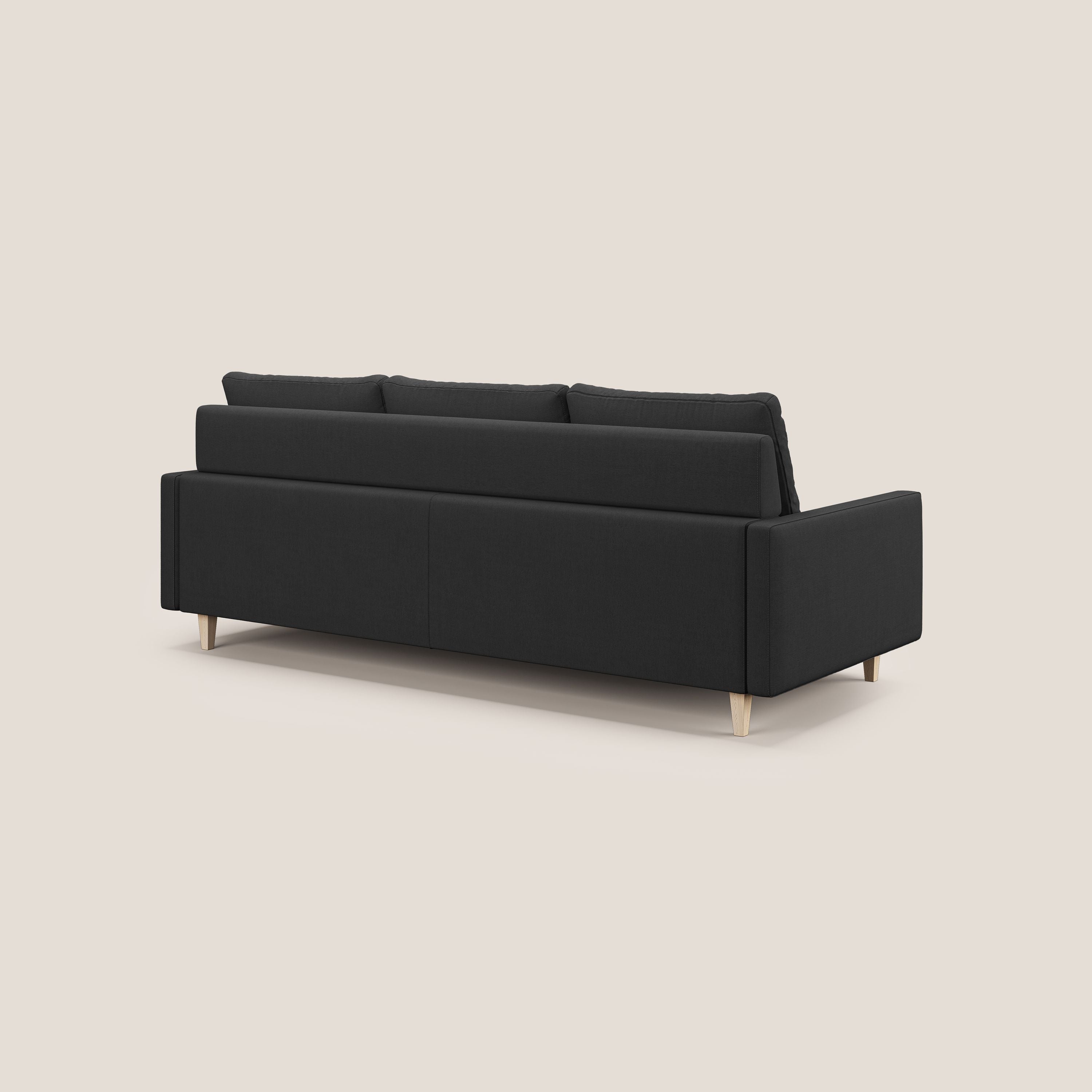 Matisse divano a 3 sedute allungabili e schienali in piuma d'oca in tessuto smacchiabile T17 antracite - divani.store