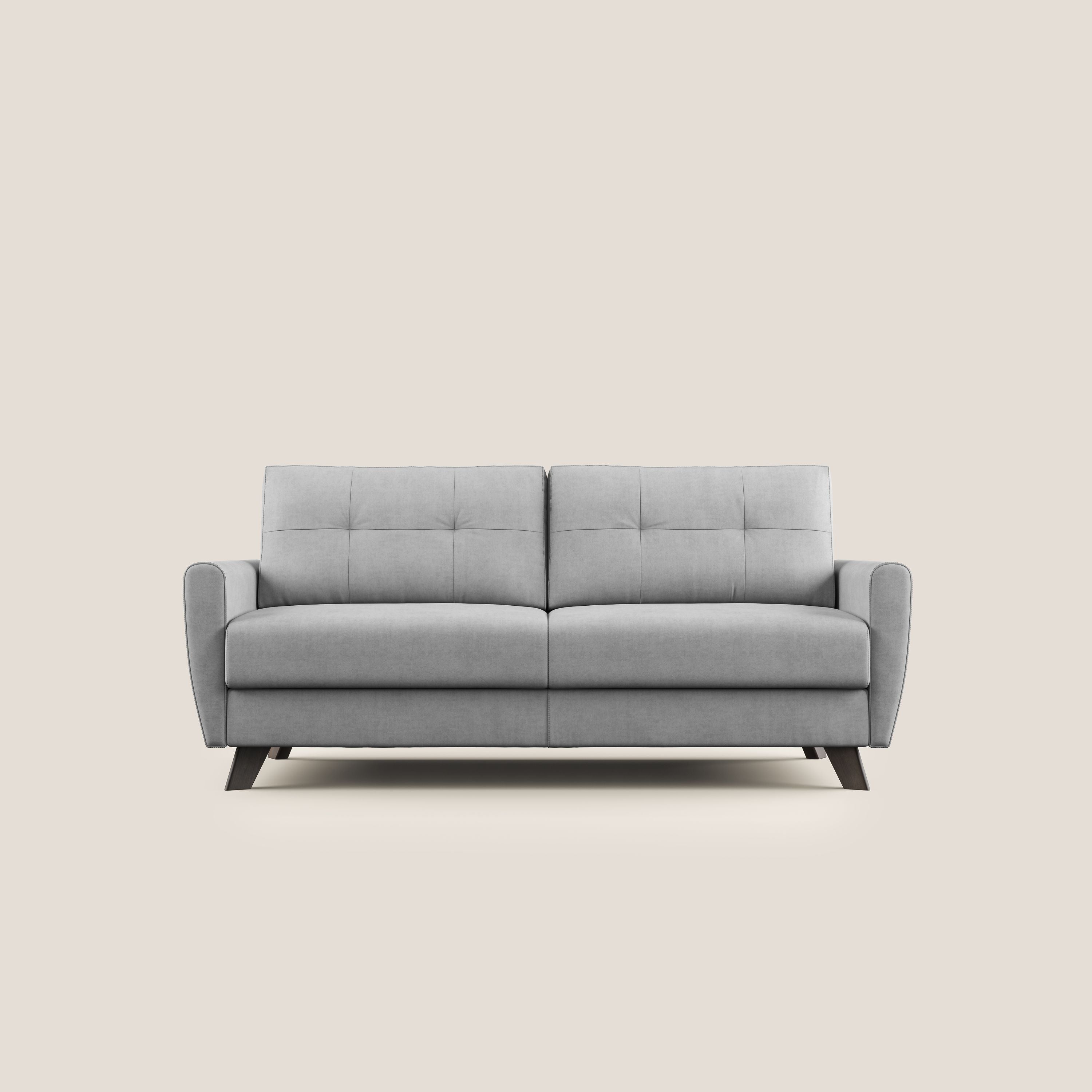 Callisto Divano letto matrimoniale in tessuto morbido impermeabile T02 grigio chiaro - divani.store