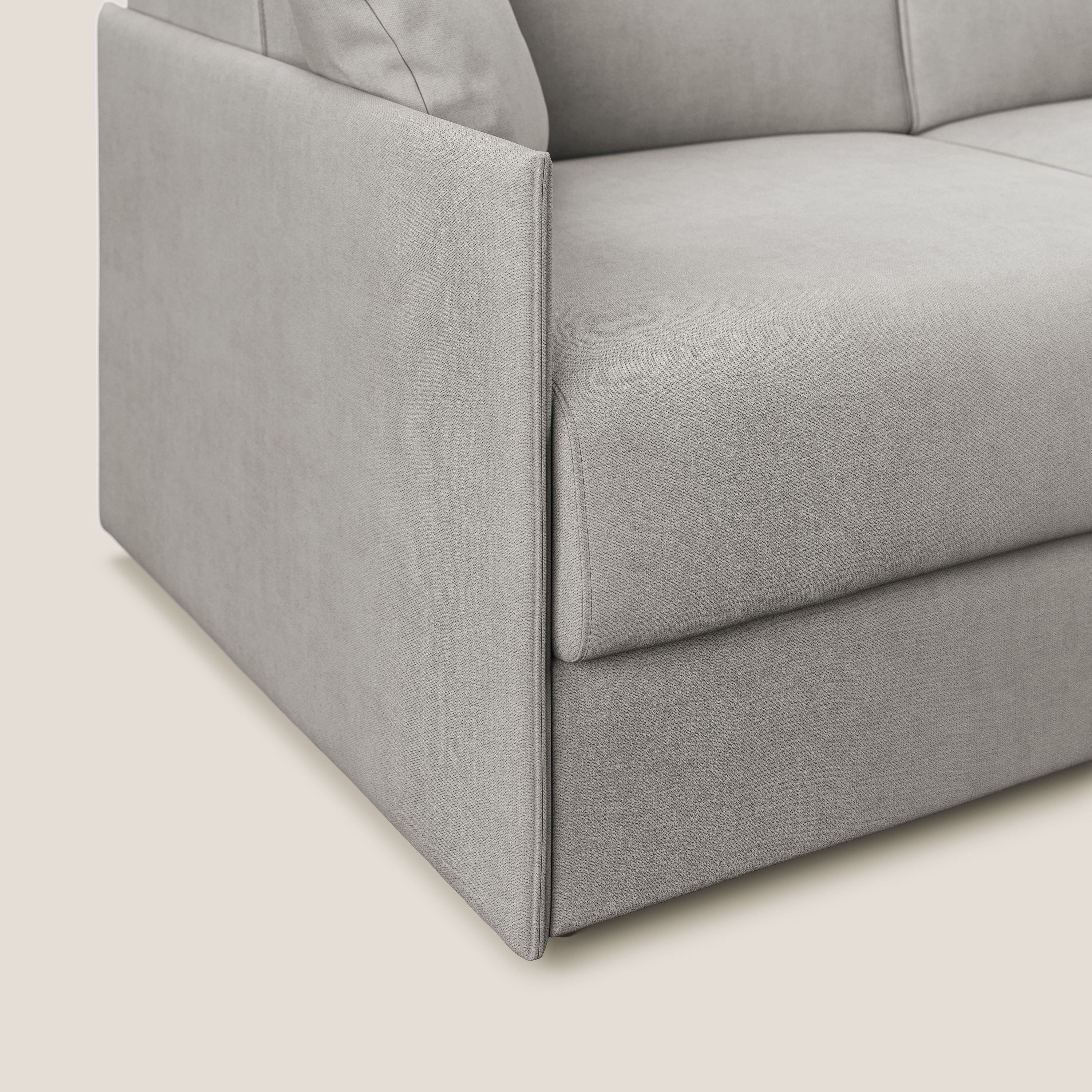 Evans Divano letto in morbido tessuto impermeabile T02 grigio chiaro - divani.store