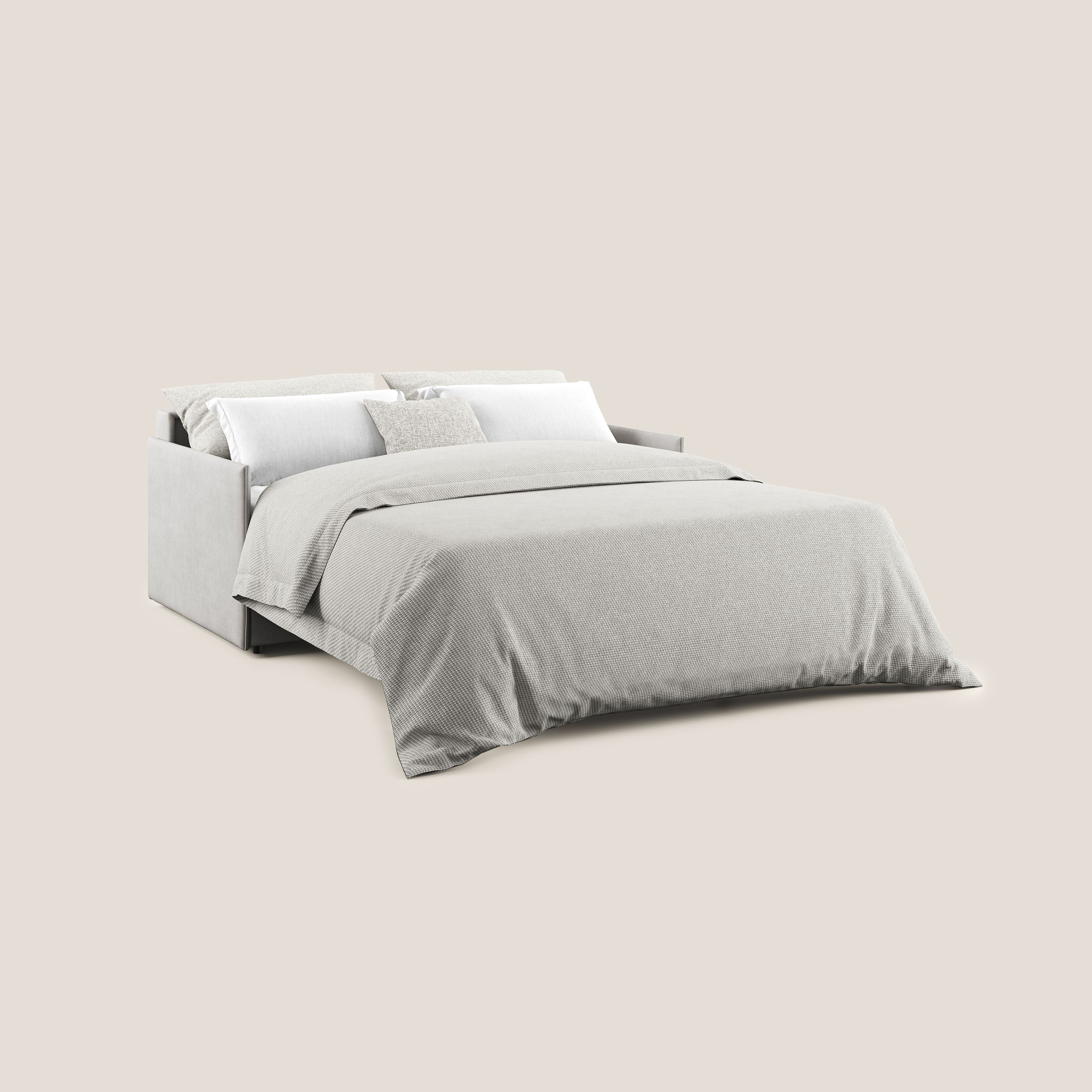 Evans Divano letto in morbido tessuto impermeabile T02 grigio chiaro - divani.store