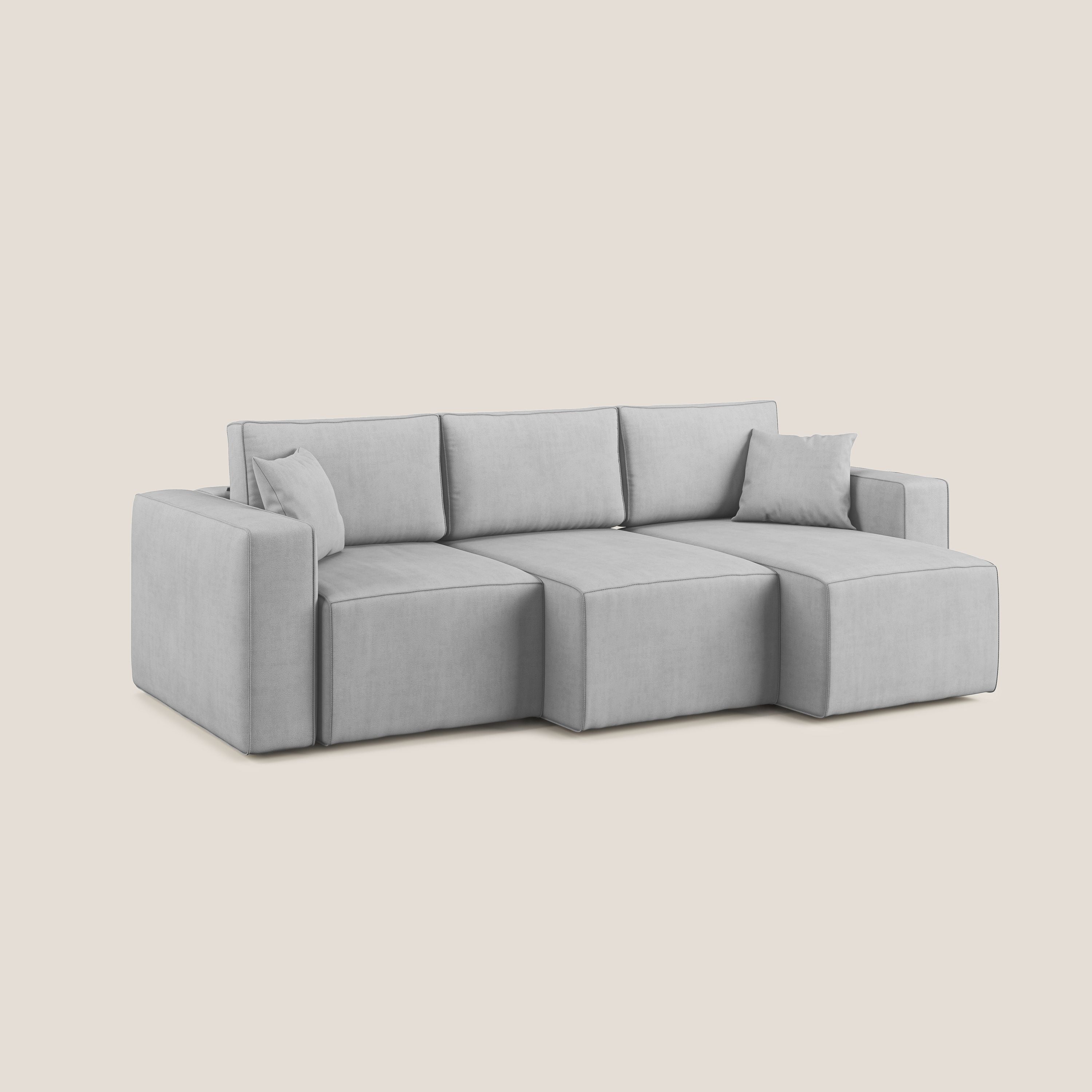 Morfeo divano con 3 sedute estraibili in morbido tessuto impermeabile T02 grigio chiaro - divani.store