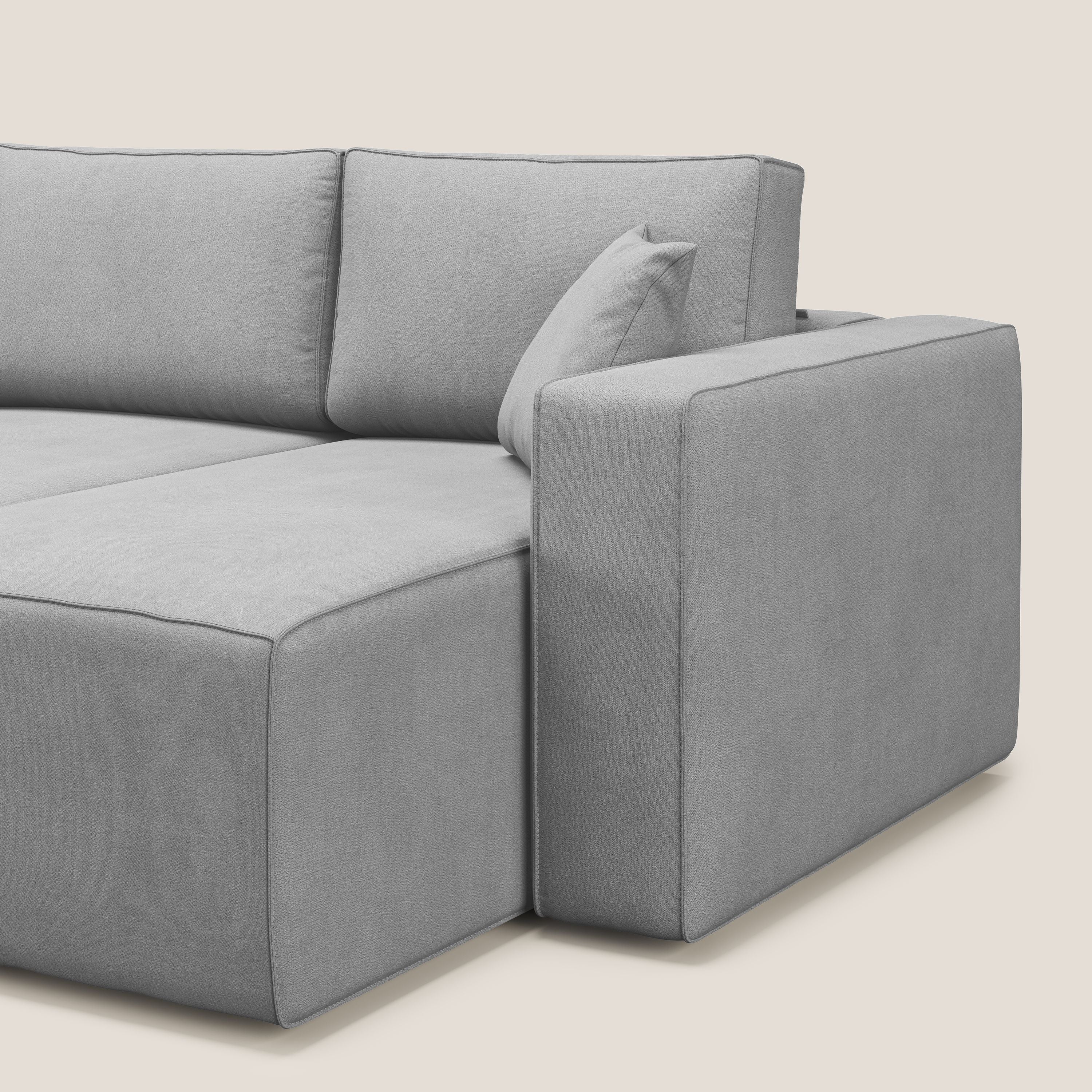 Morfeo divano con 3 sedute estraibili in morbido tessuto impermeabile T02 grigio chiaro - divani.store