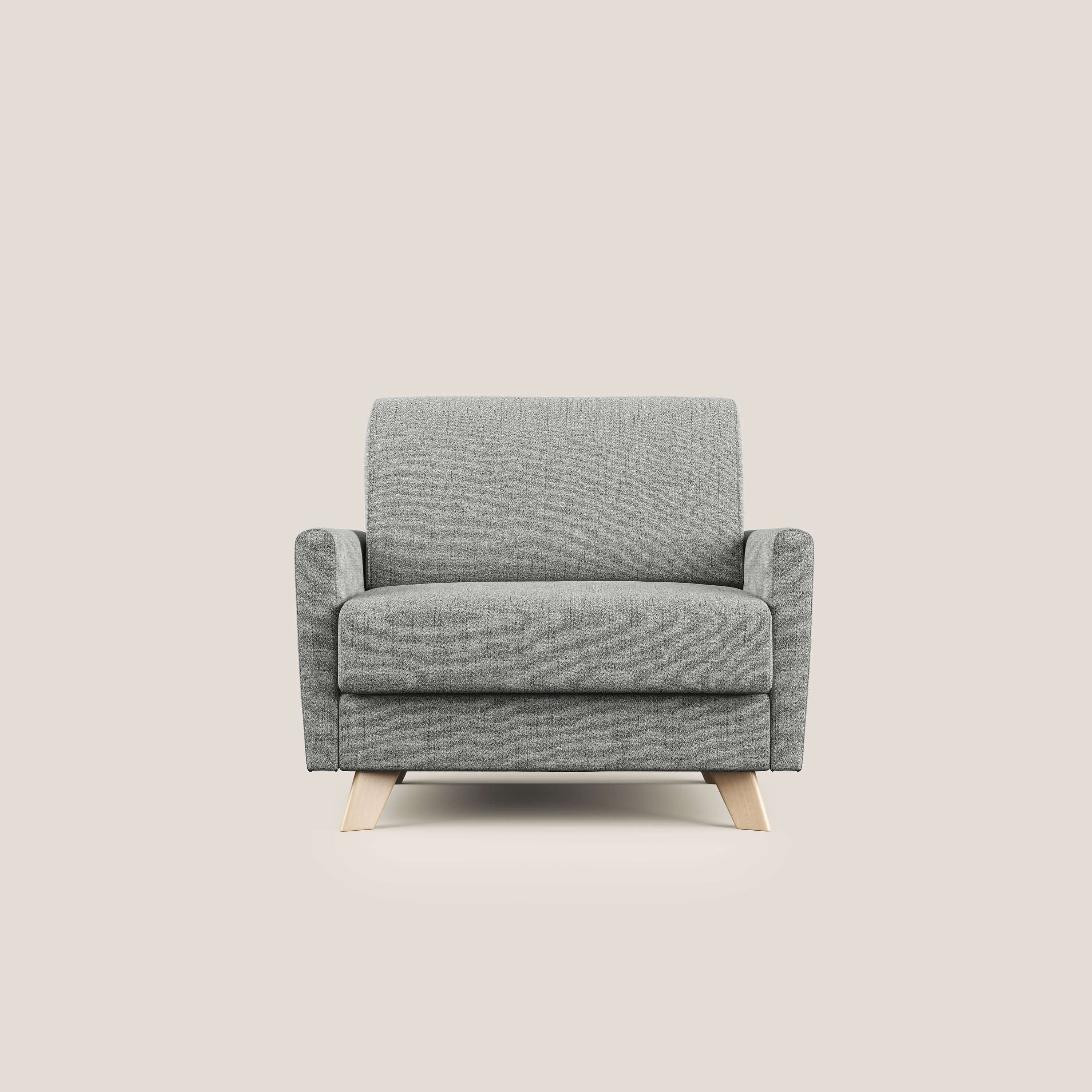 Edgar poltrona letto in tessuto felis impermeabile T03 grigio chiaro - divani.store