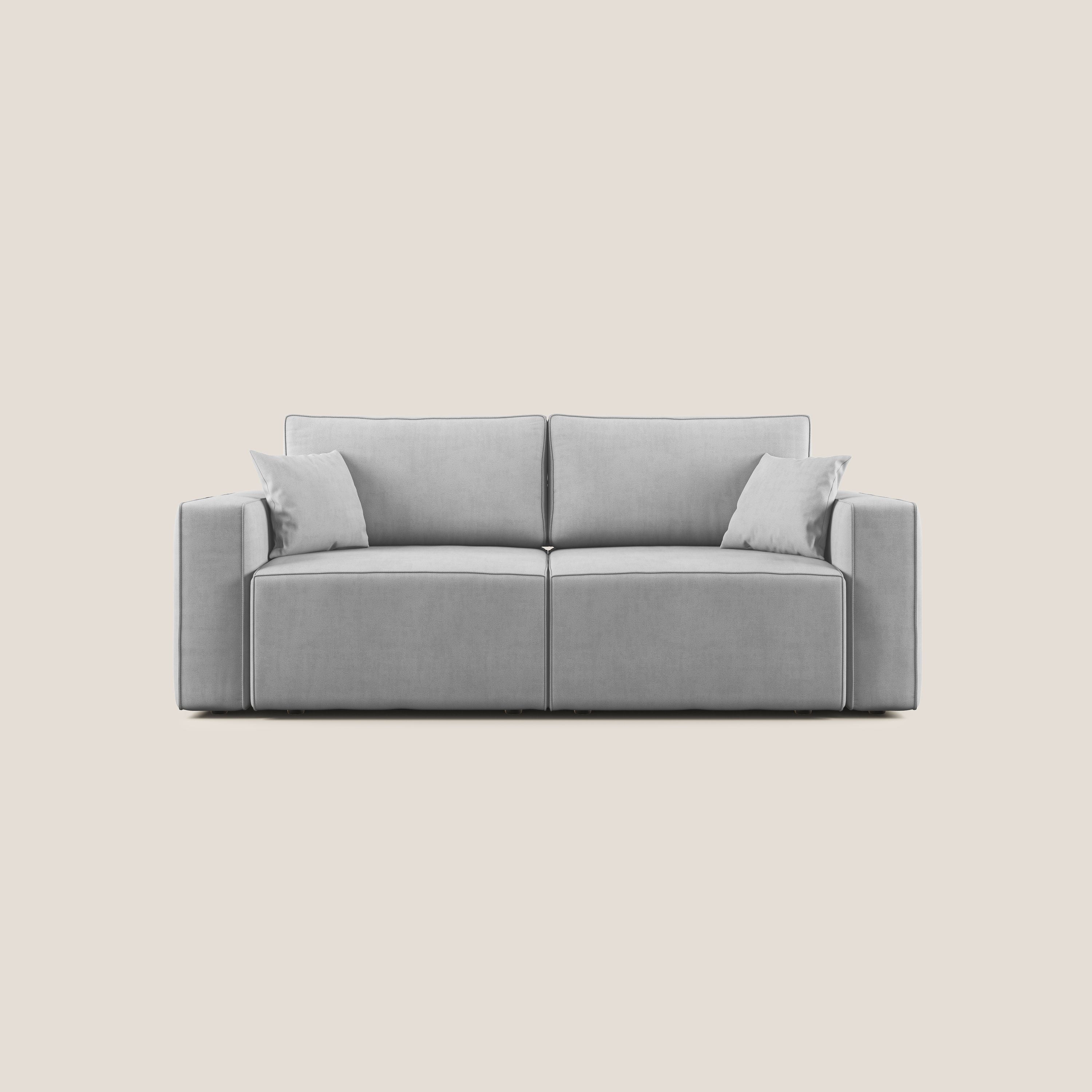 Morfeo divano con sedute estraibili in morbido tessuto impermeabile T02 grigio chiaro - divani.store