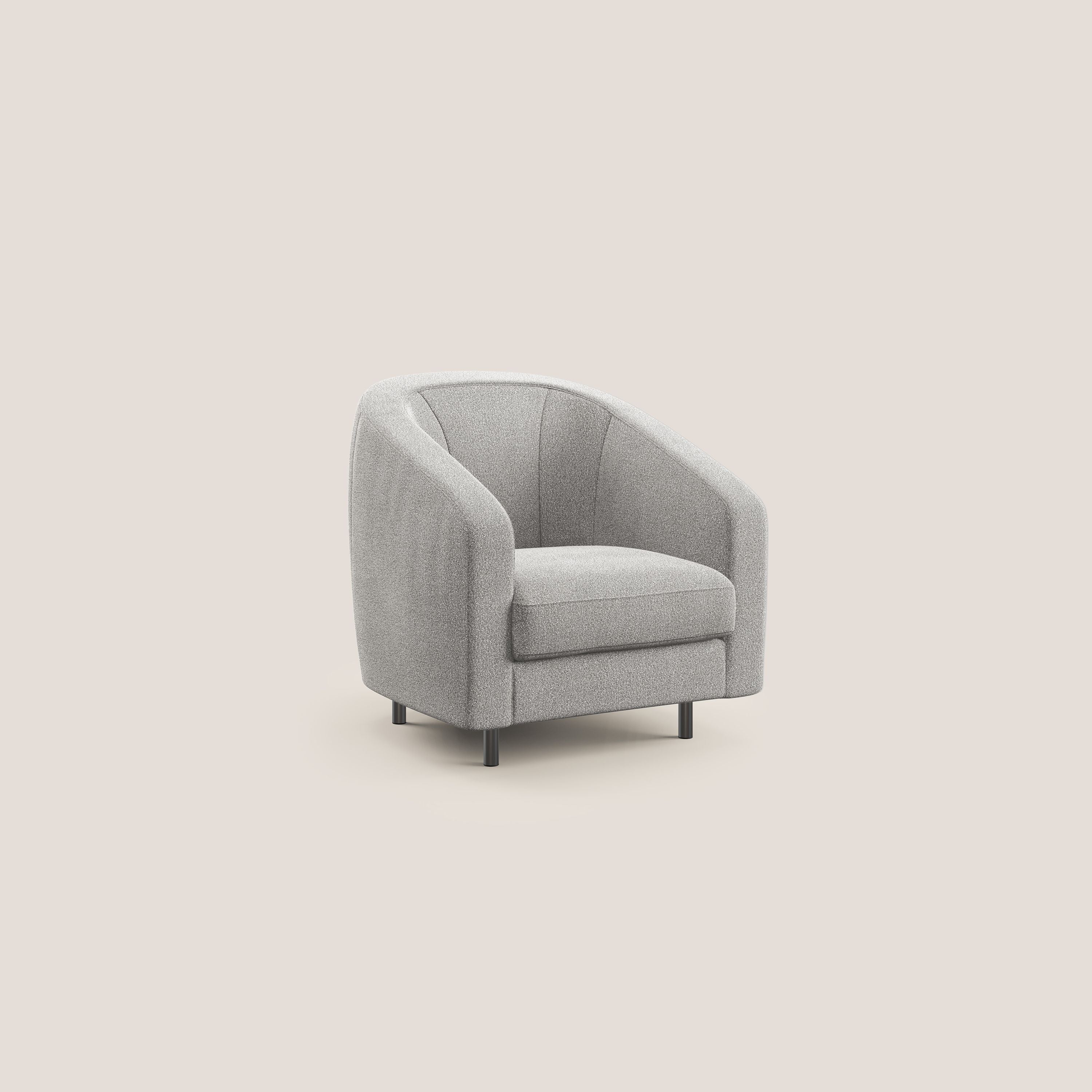 Pandora Poltroncina in morbido tessuto bouclé impermeabile T07 grigio - divani.store