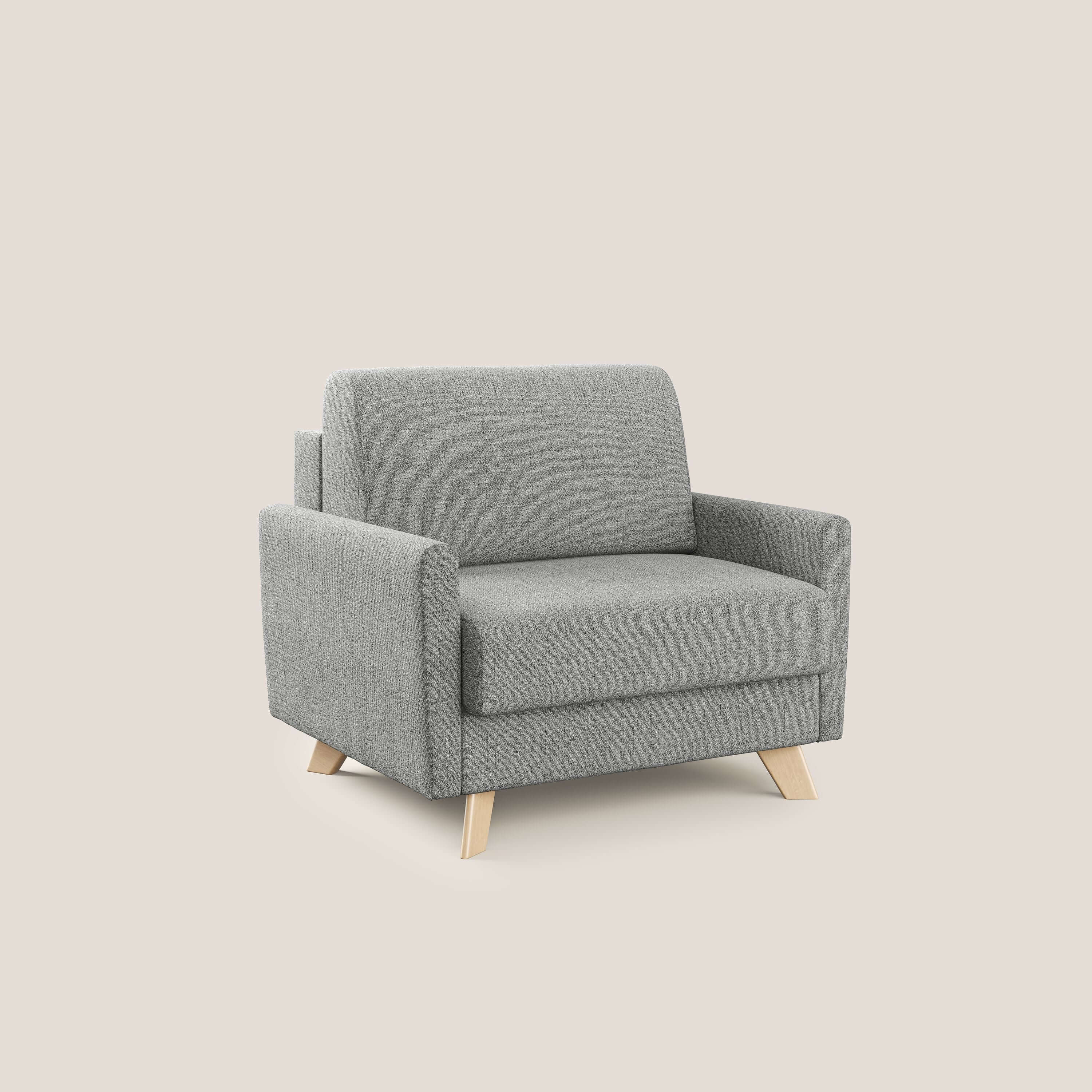 Edgar poltrona letto in tessuto felis impermeabile T03 grigio chiaro - divani.store