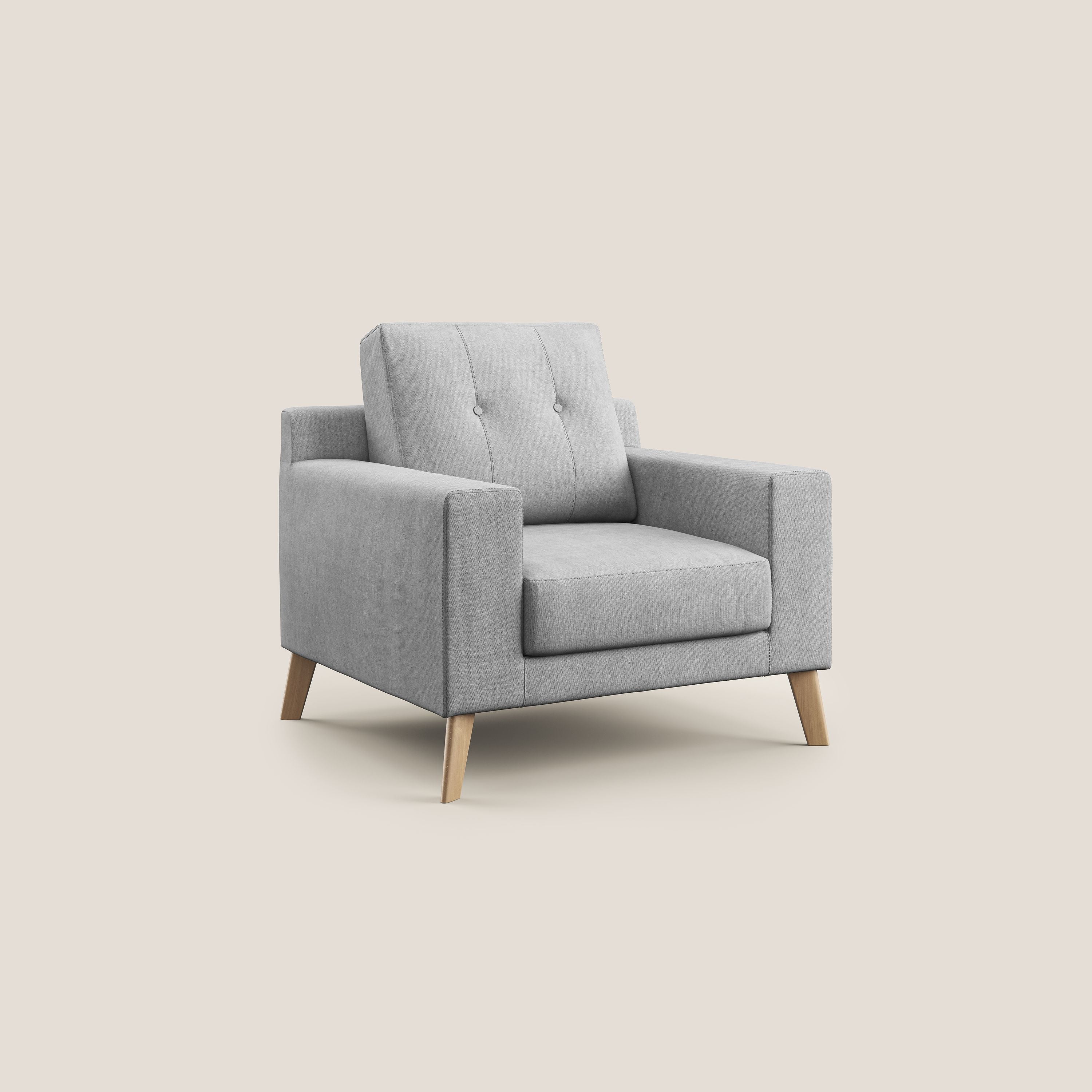 Danish poltroncina in tessuto morbido impermeabile T02 grigio chiaro - divani.store