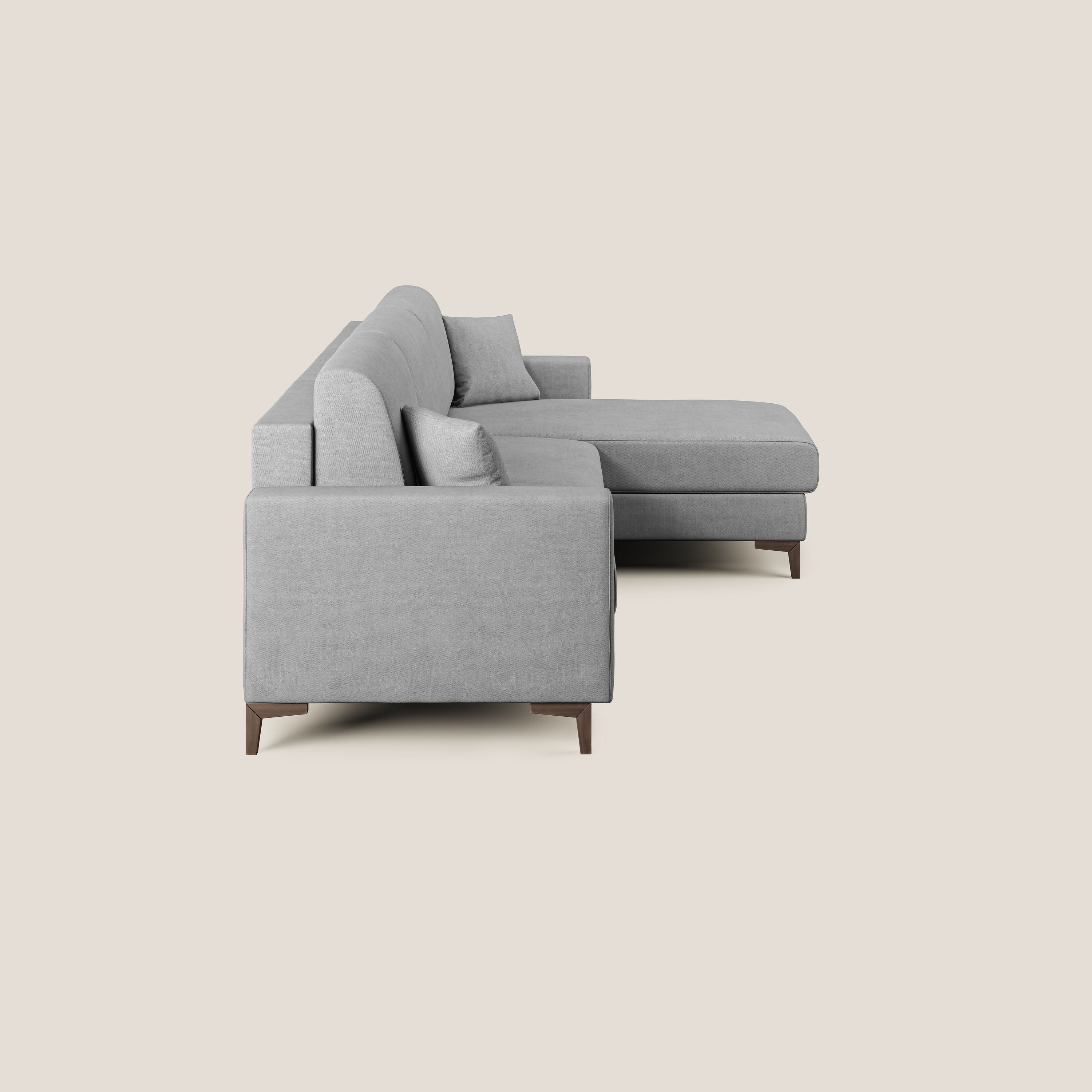 Kafka divano letto angolare in morbido tessuto impermeabile T02 grigio chiaro - divani.store