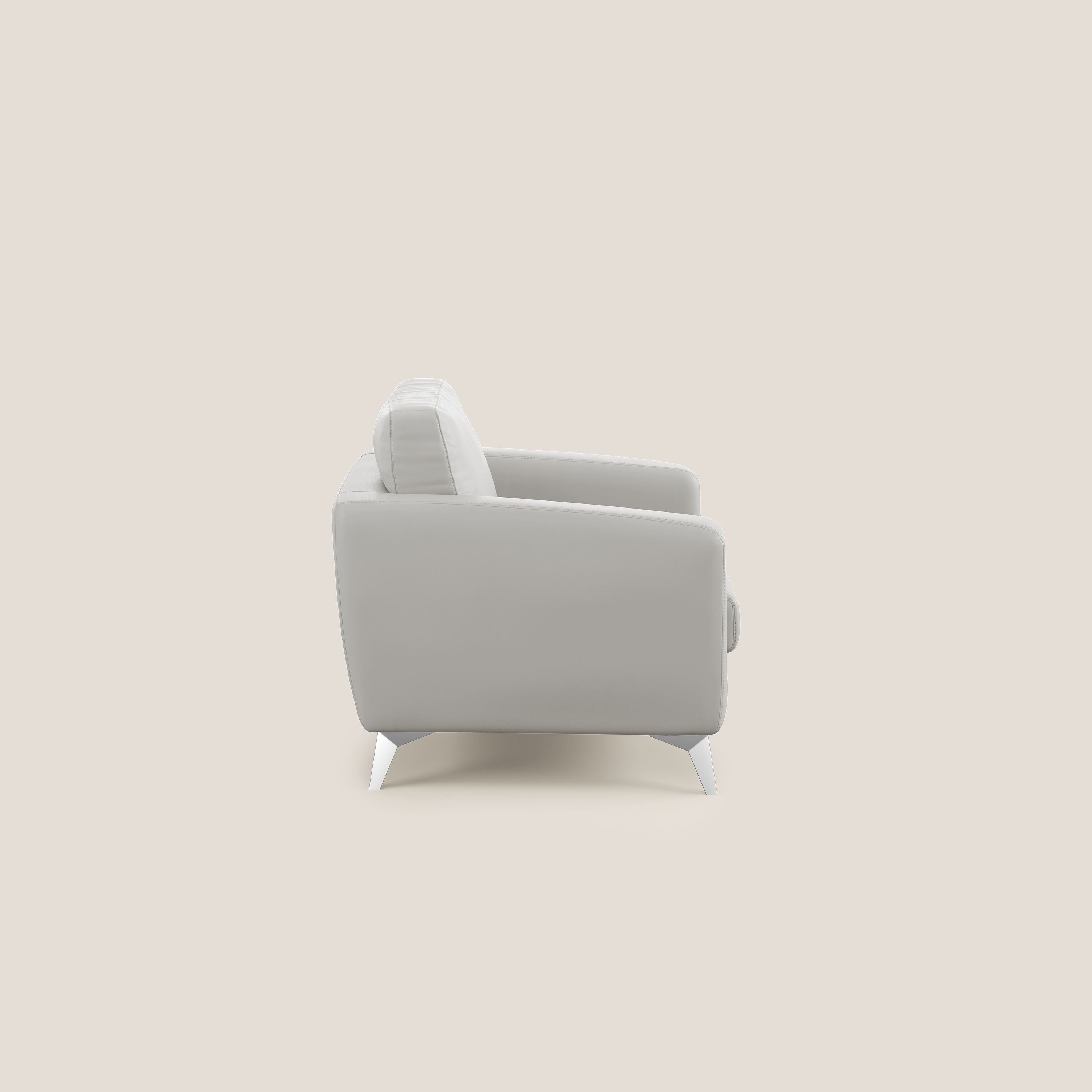Orione Poltroncina in ecopelle moderna e impermeabile T04 grigio chiaro - divani.store