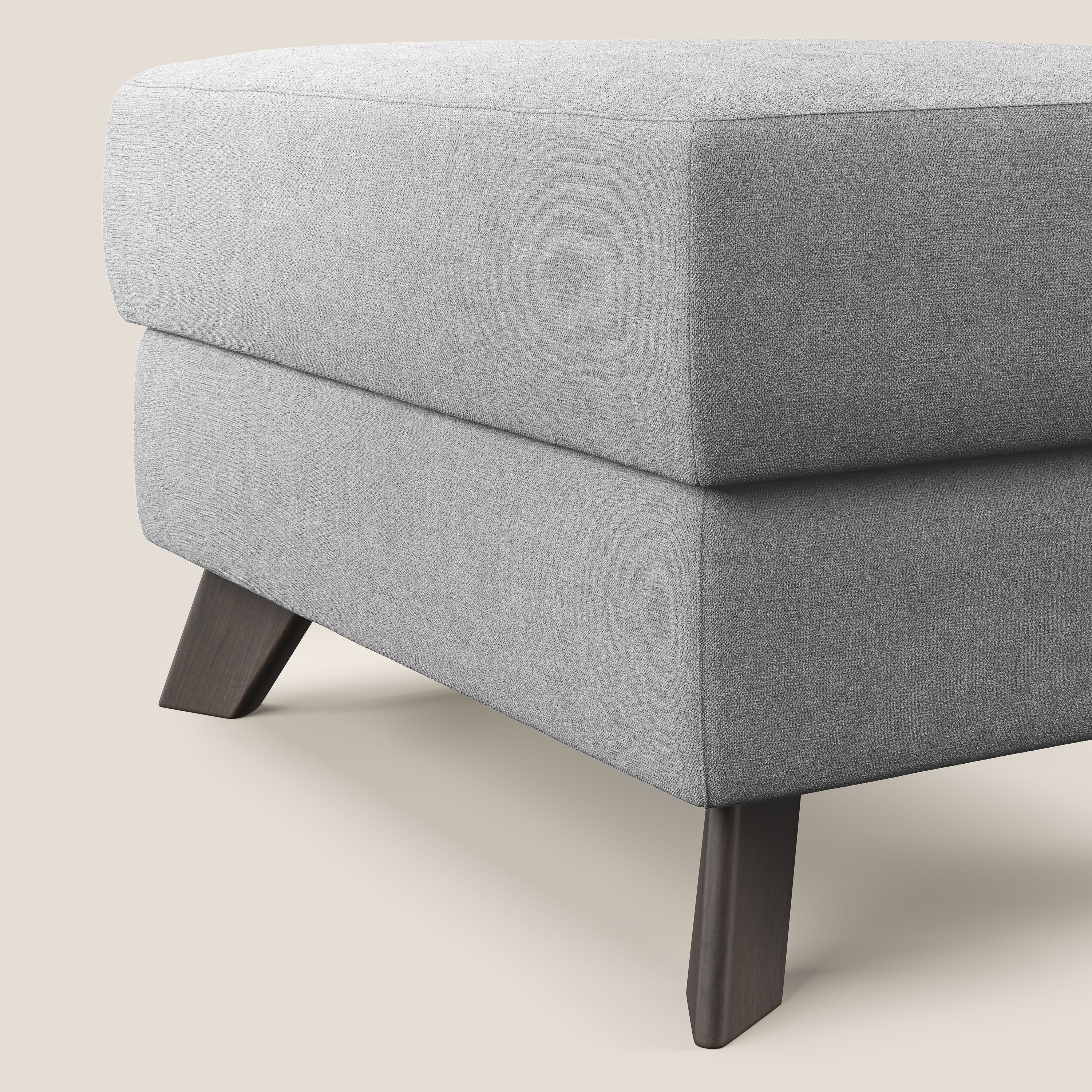 Moon Pouf contenitore e piedini alti in tessuto morbido impermeabile T02 grigio chiaro - divani.store