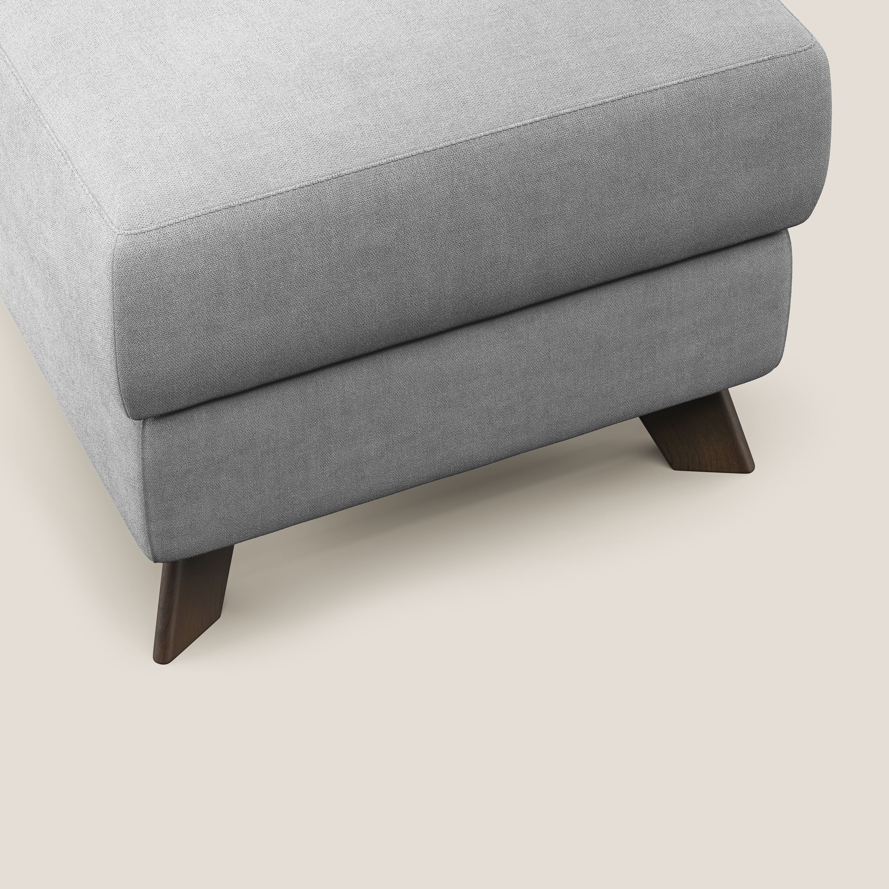 Moon Pouf contenitore e piedini alti in tessuto morbido impermeabile T02 grigio chiaro - divani.store