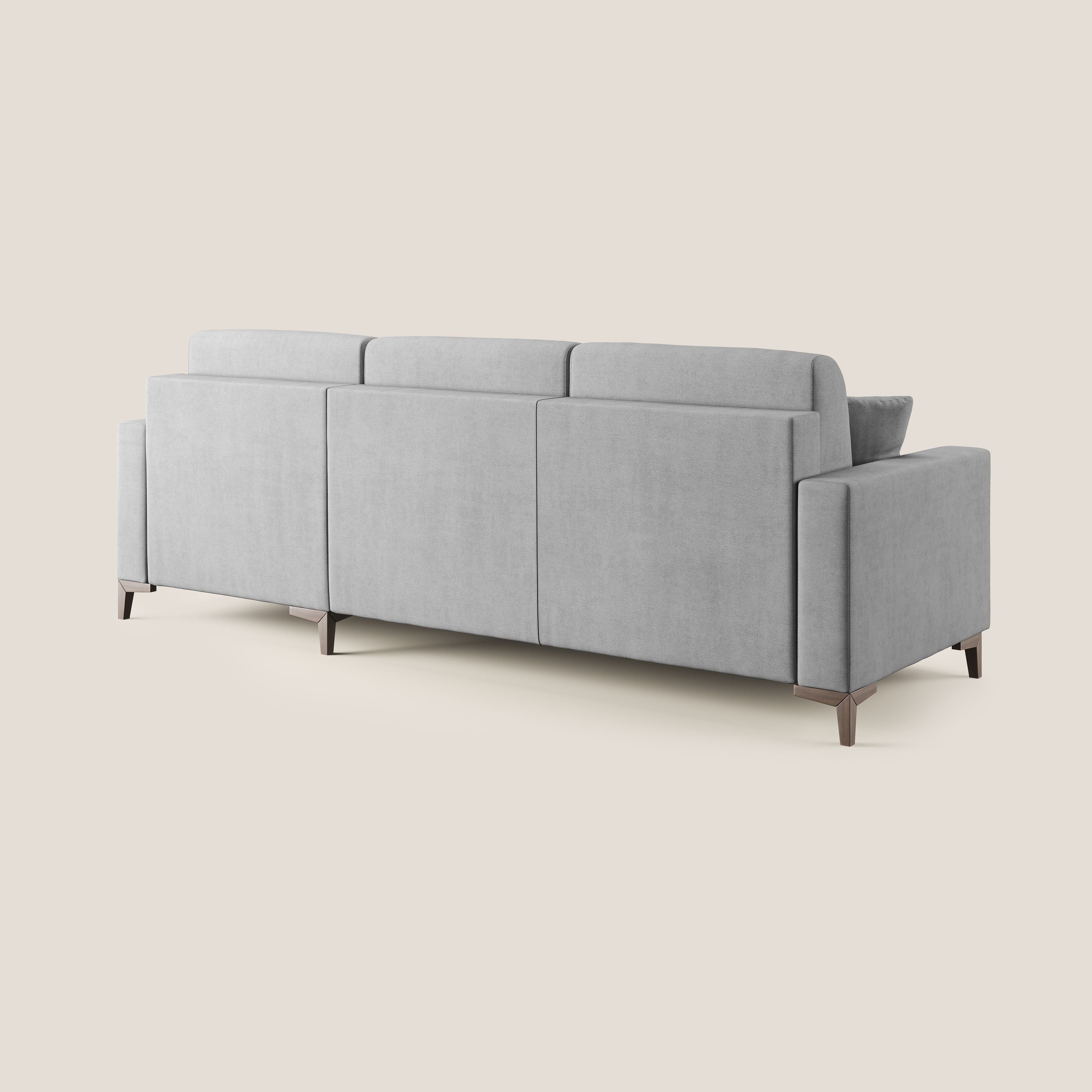 Kafka divano letto angolare in morbido tessuto impermeabile T02 grigio chiaro - divani.store