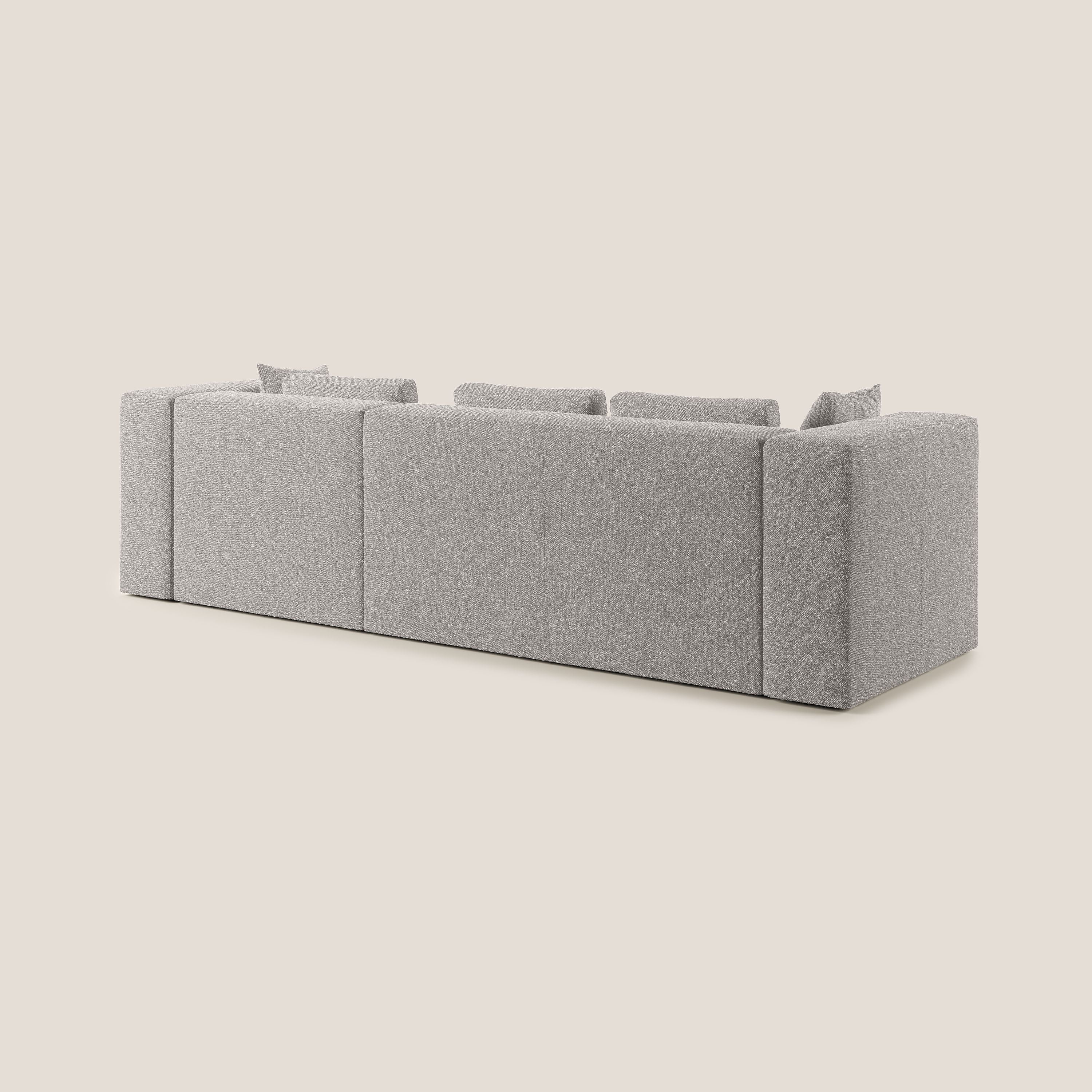 Nettuno divano angolare componibile in morbido tessuto bouclè T07 grigio - divani.store