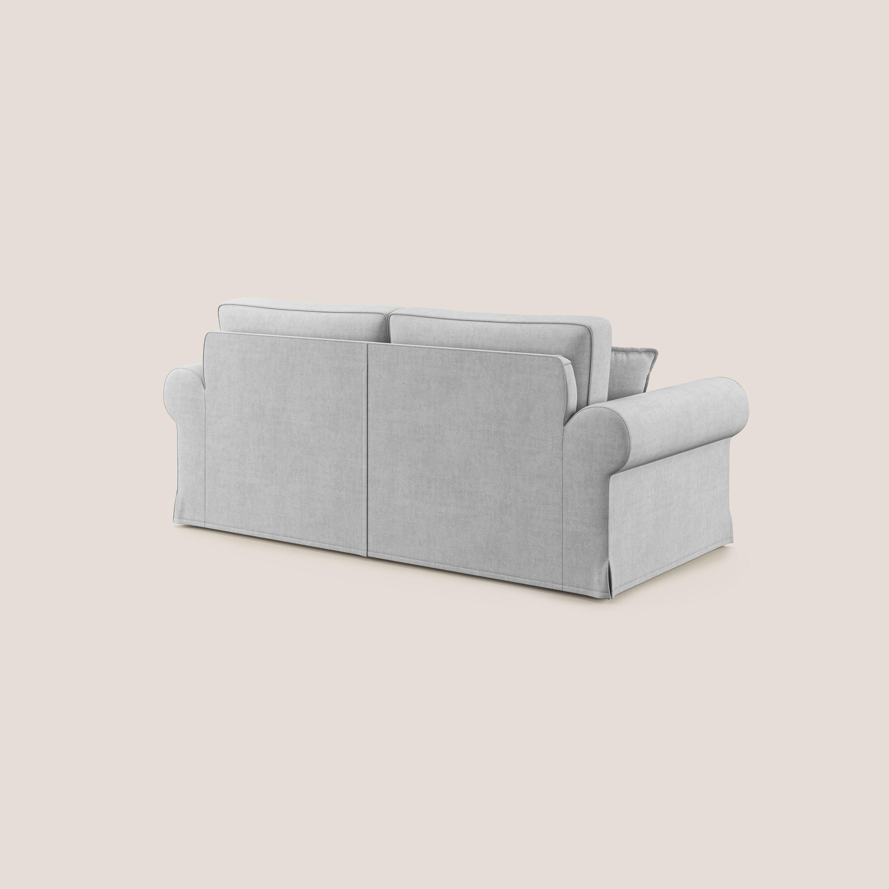 Lady divano classico in piuma d'oca realizzato con tessuto impermeabile T02 grigio chiaro - divani.store