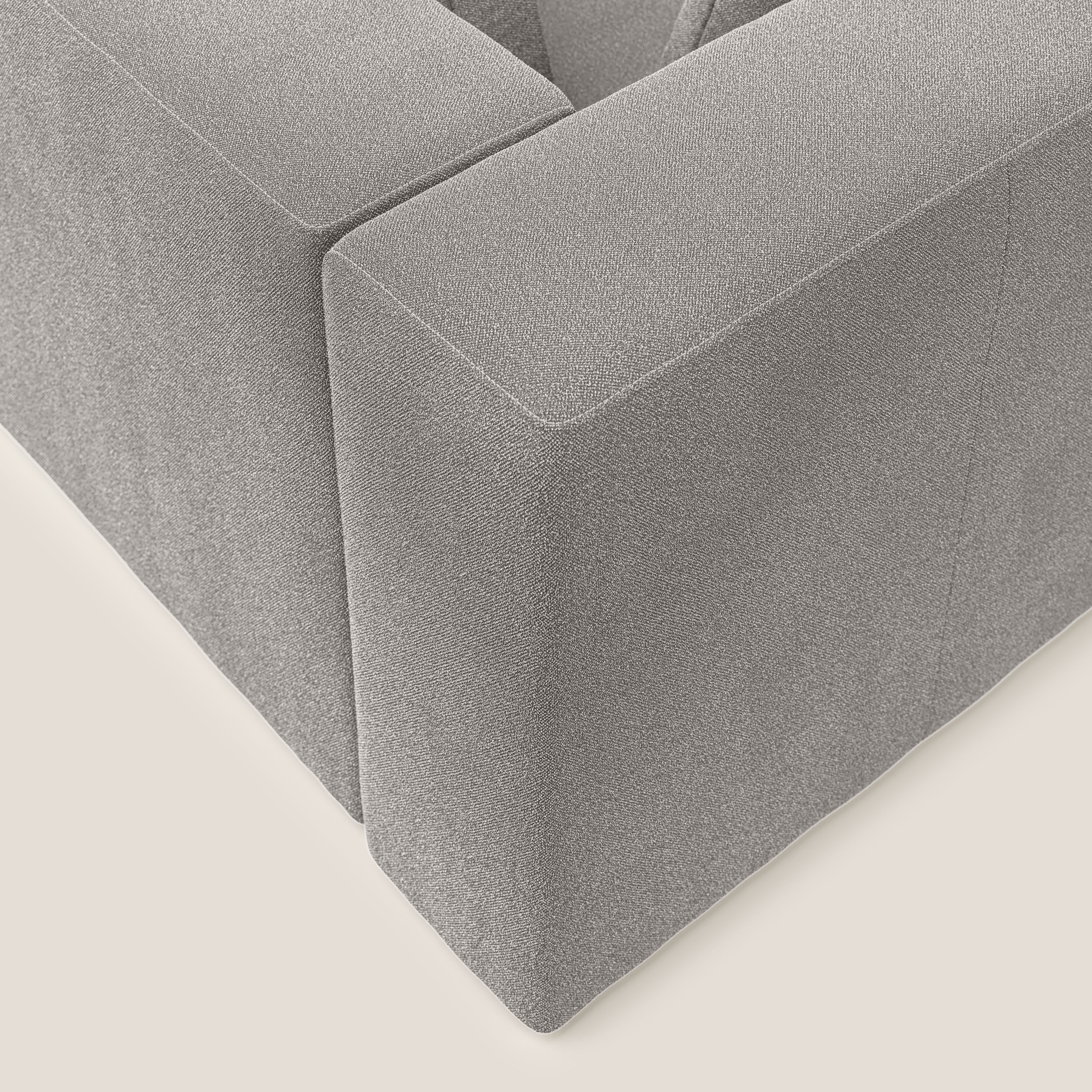 Nettuno divano panoramico in morbido tessuto bouclè T07 grigio - divani.store