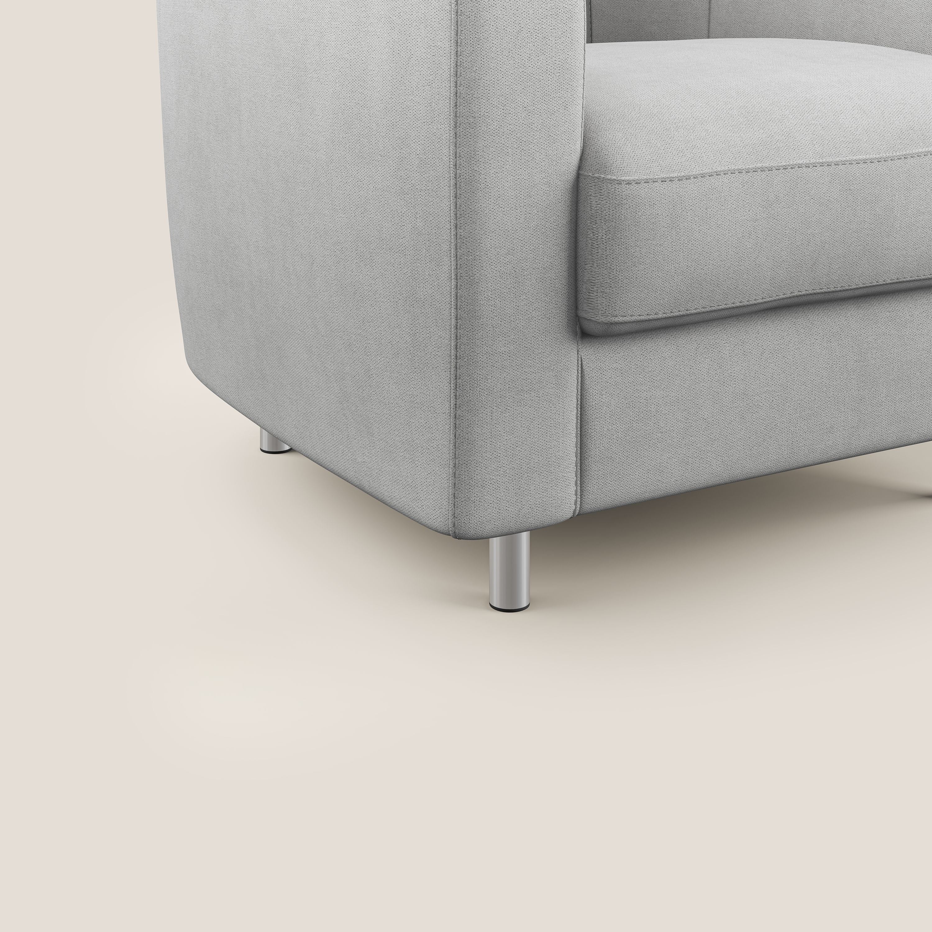 Sally Poltroncina in tessuto morbido impermeabile T02 grigio chiaro - divani.store